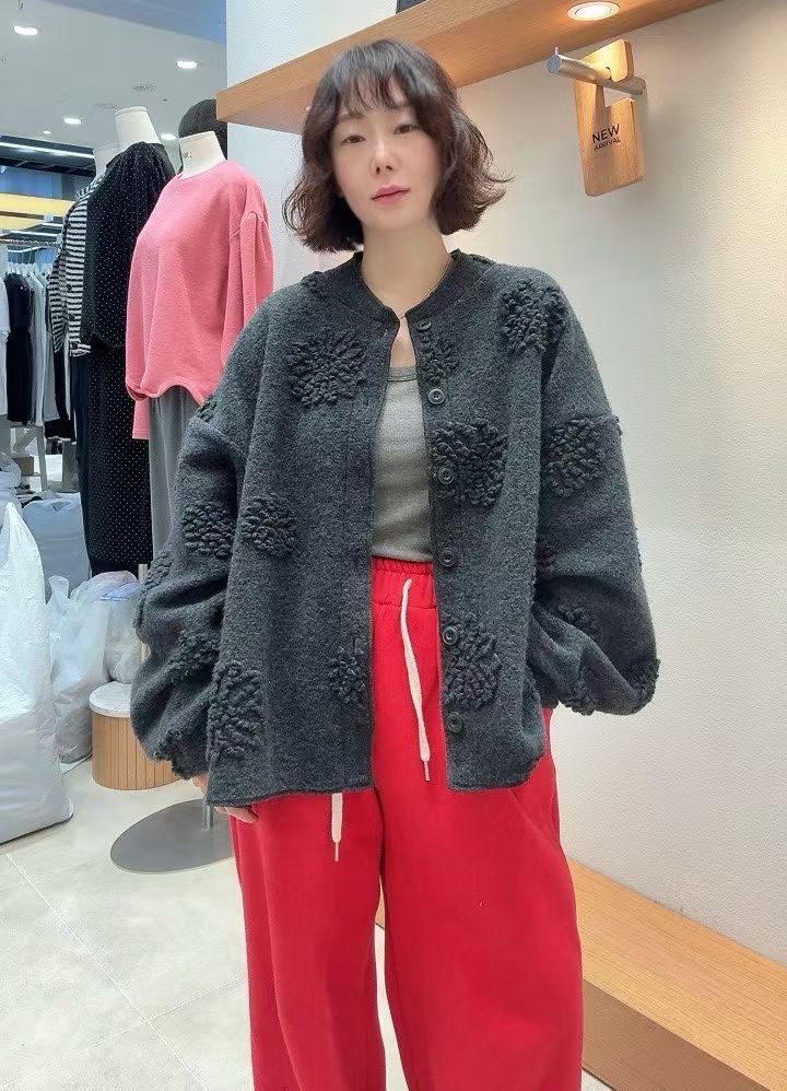 🇰🇷韓國混羊毛立體花外套