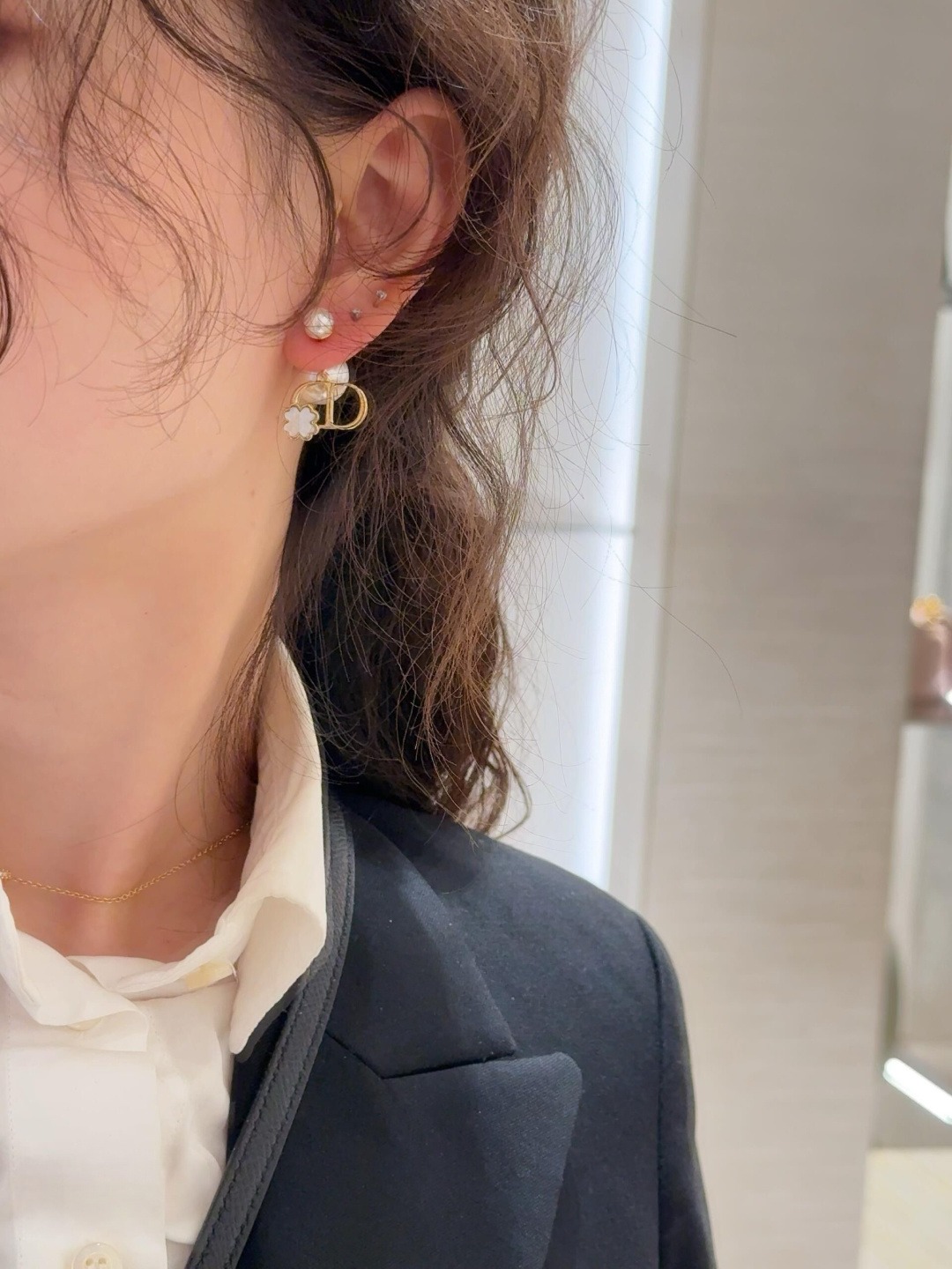 【原單】Dior Tribales 貝母四葉草CD珍珠耳環- 禮盒裝