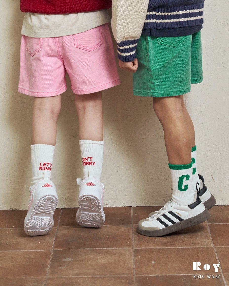 Roy | Denim shorts(Green/Pink L(108-116)