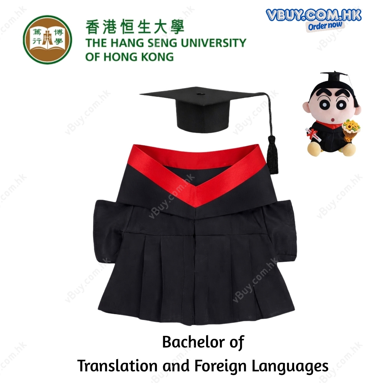vBuy 訂製香港恒生大學公仔畢業袍  恆大HSUHK公仔畢業袍 可加綉字 加綉名獨一無二
