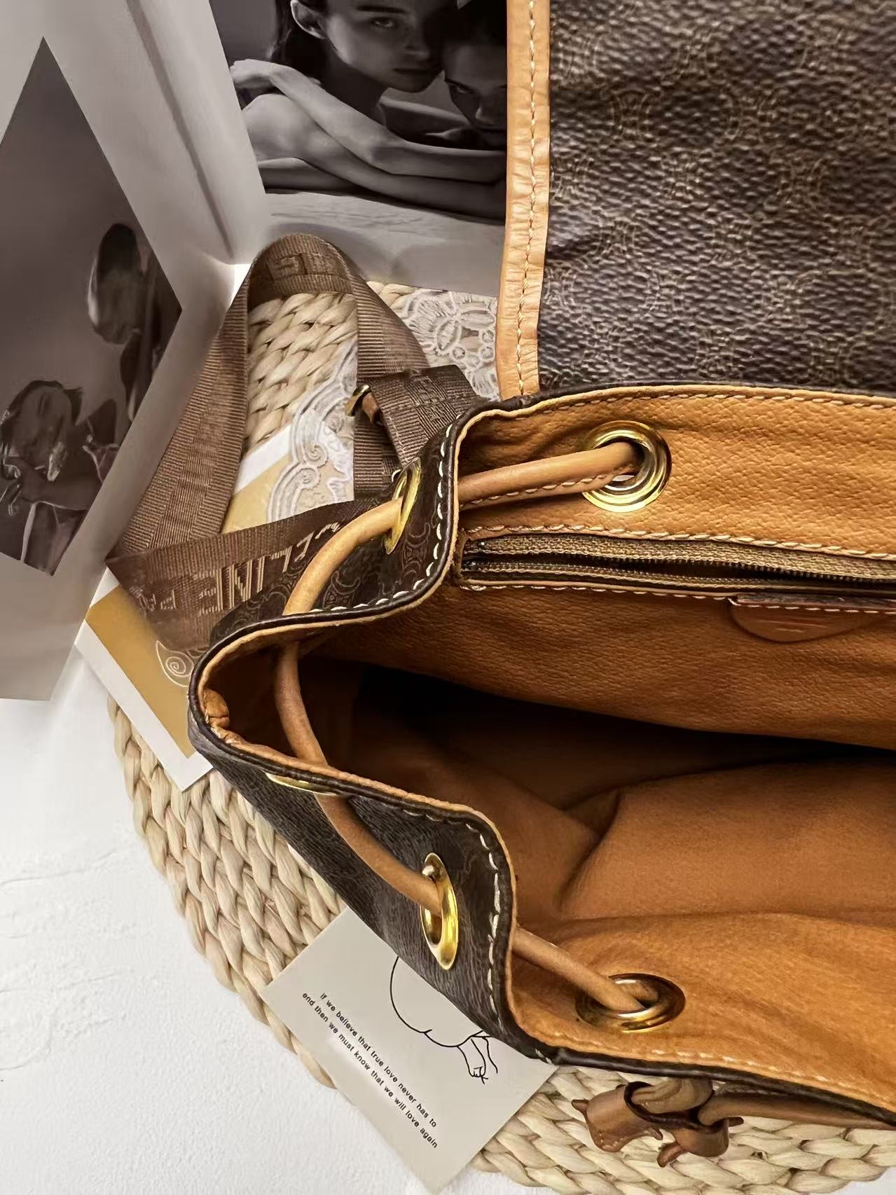Celine Vintage Macadam Canvas Drawstring Backpack