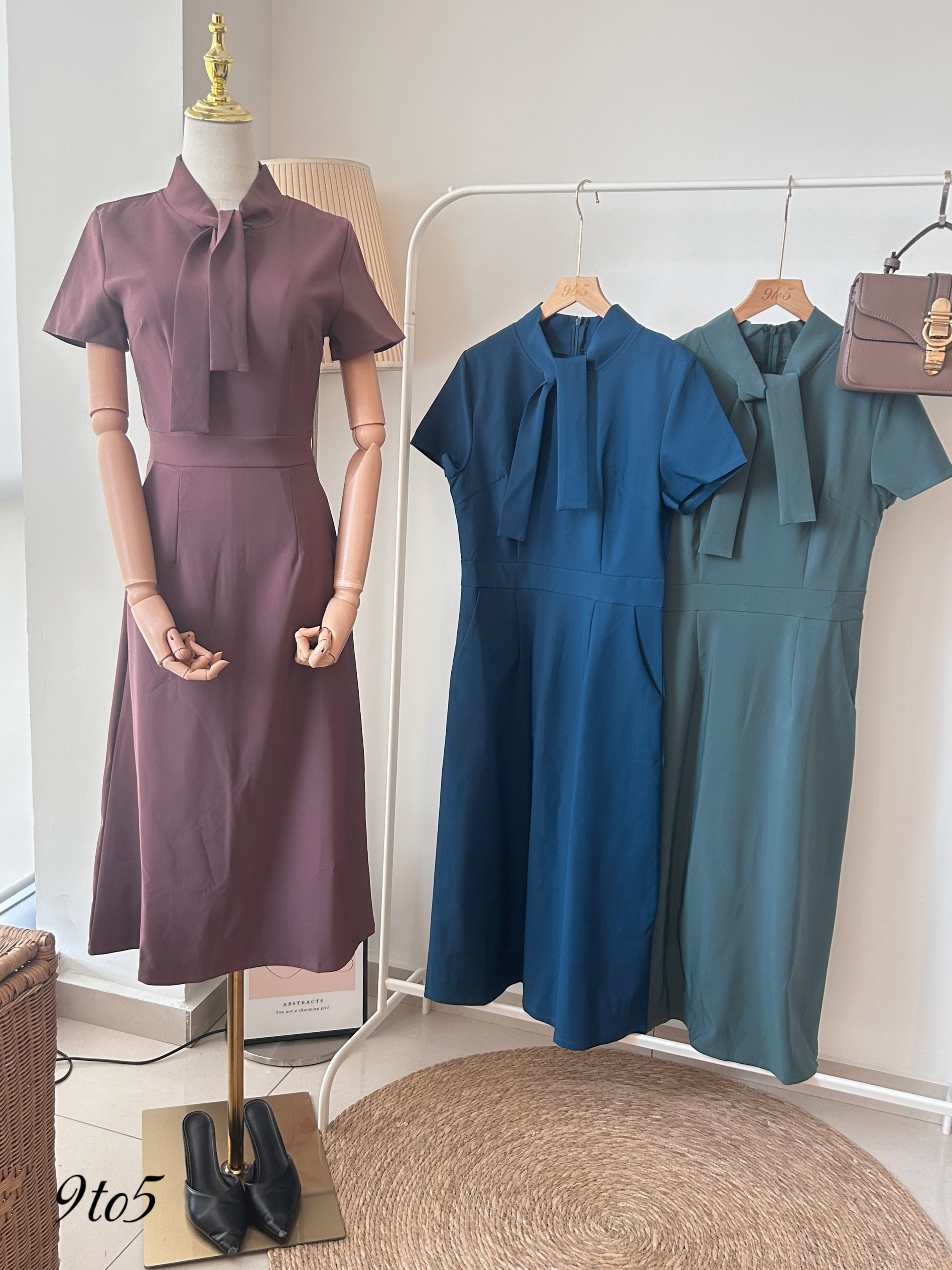 D2346 Short Sleeves Working Dress (3 colors)