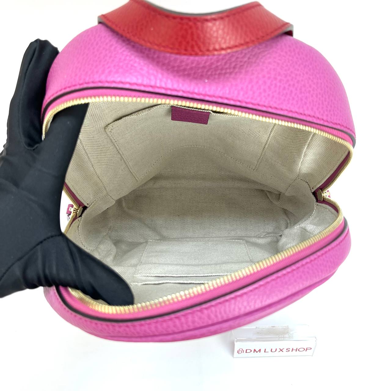 Gucci Red/Pink Peddled Soho Chain Backpack GHW