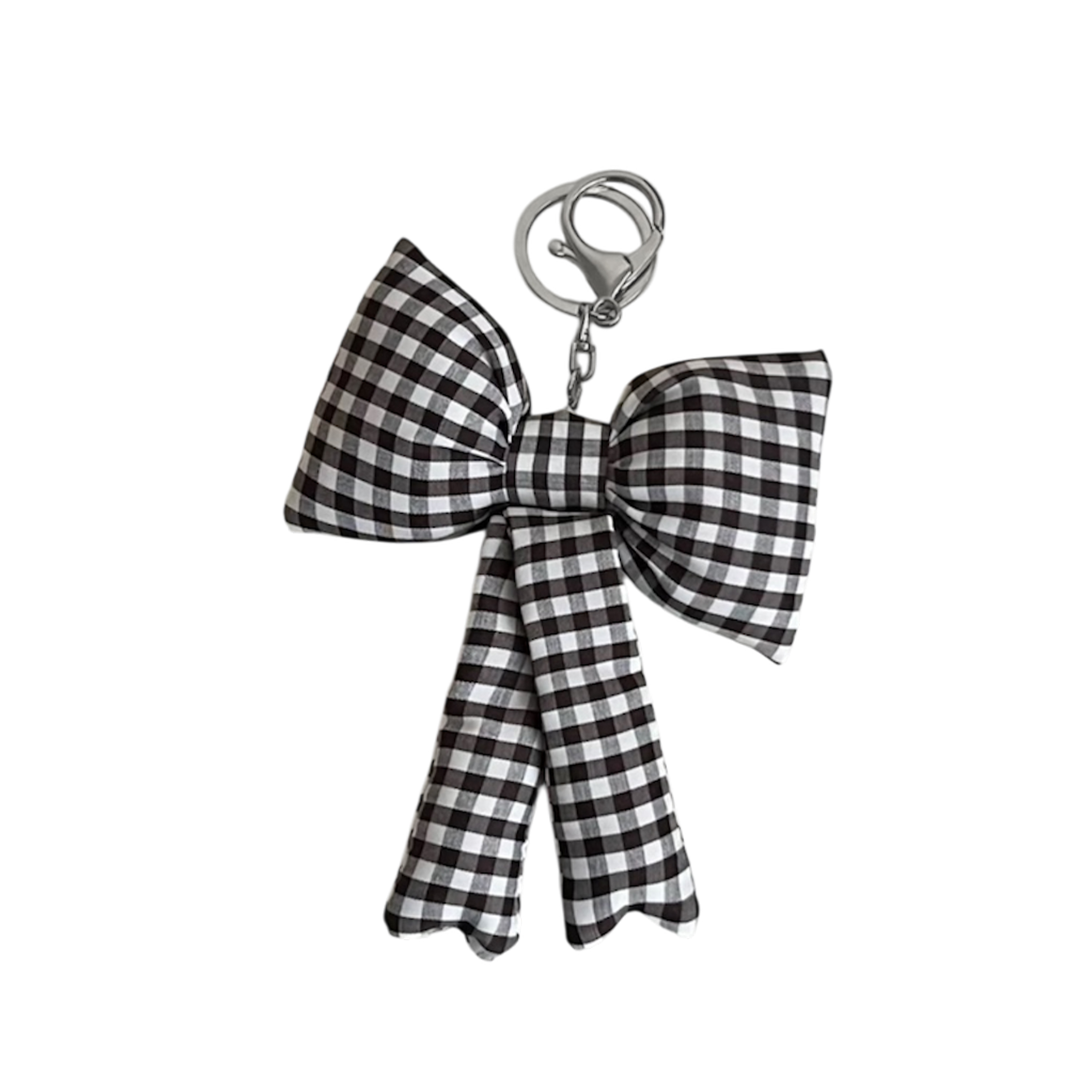 Phone Charm Set｜布款大蝴蝶結掛飾*黑色格子*
