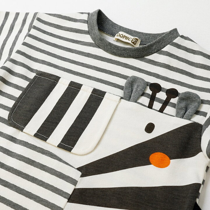 🇯🇵預訂 日本直送🇯🇵Zoomic兩色立體動物耳朵翻蓋條紋短袖T恤