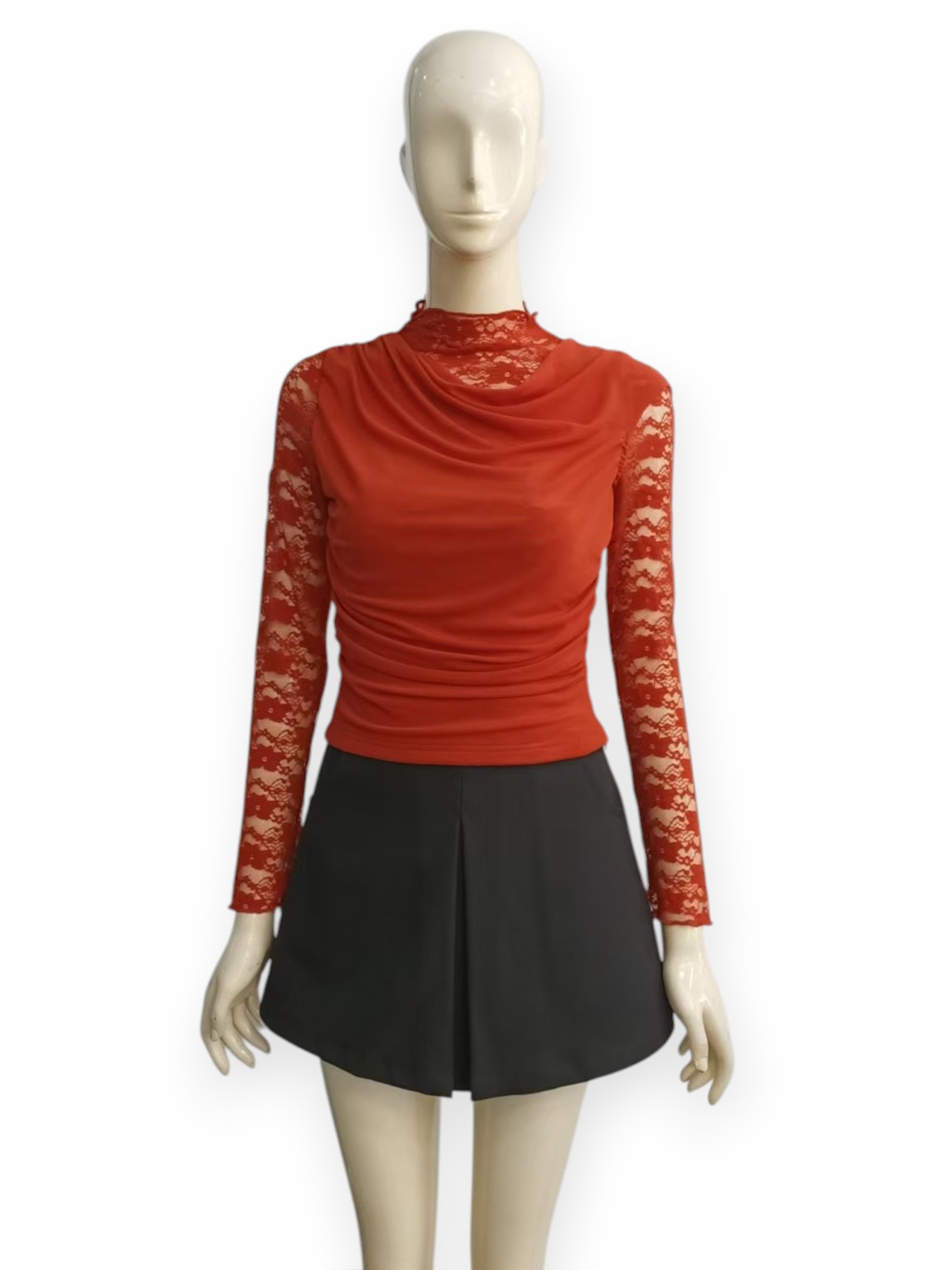 Ruched Lace Top M253