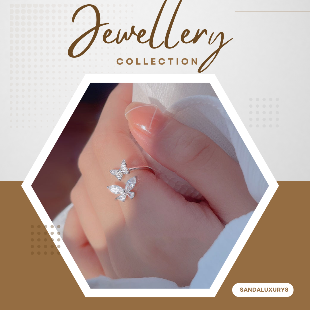 Butterfly Ring Adjustable Open Ring Silver Jewelry Gift for Her Luxury Design  Adjustable Rings  Fashion Ring 925 Sterling Silver  For Womens  Gifts  Bridal Wedding  Party  Prom  Engagement  Anniversary  Valentine's Day  Birthday  Christmas  New Year  Mother's Day  Graduation  Holiday.
