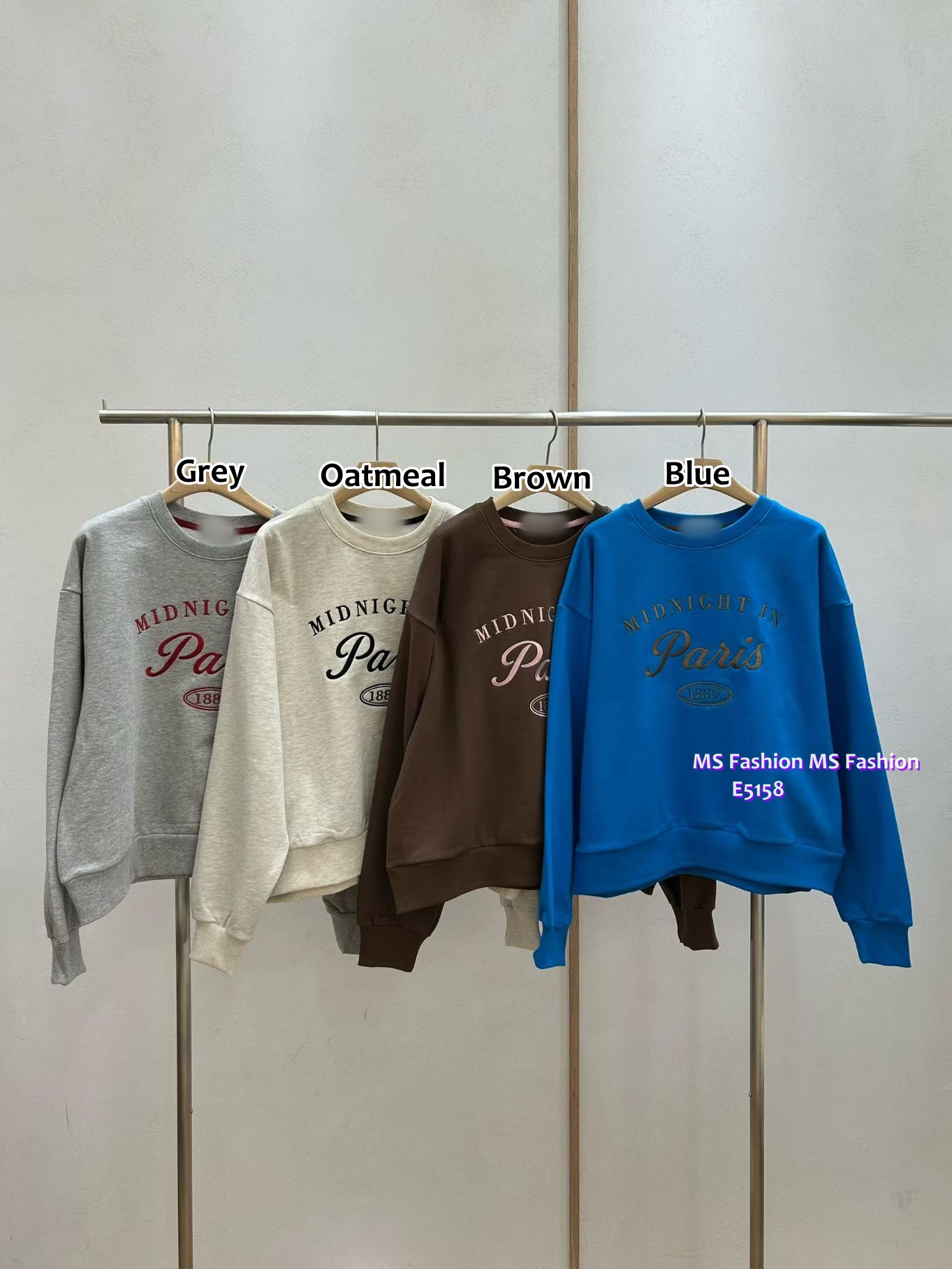 E5158 拼色刺繡字母衛衣