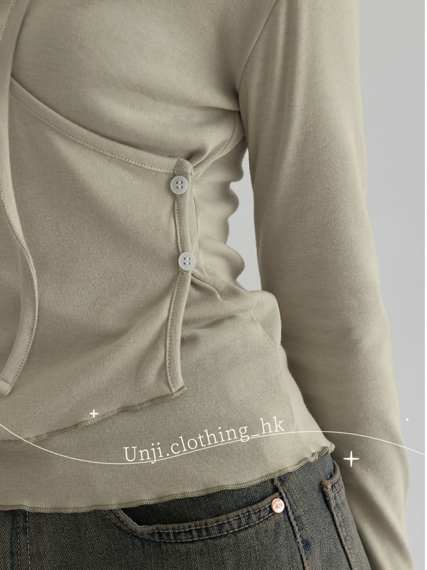 【預訂】commonunique - Prill Set Side Button Wrap Cardigans KHAKI