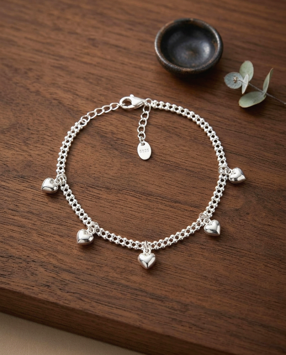S925 -EB0126 Heart Charm Bracelet
