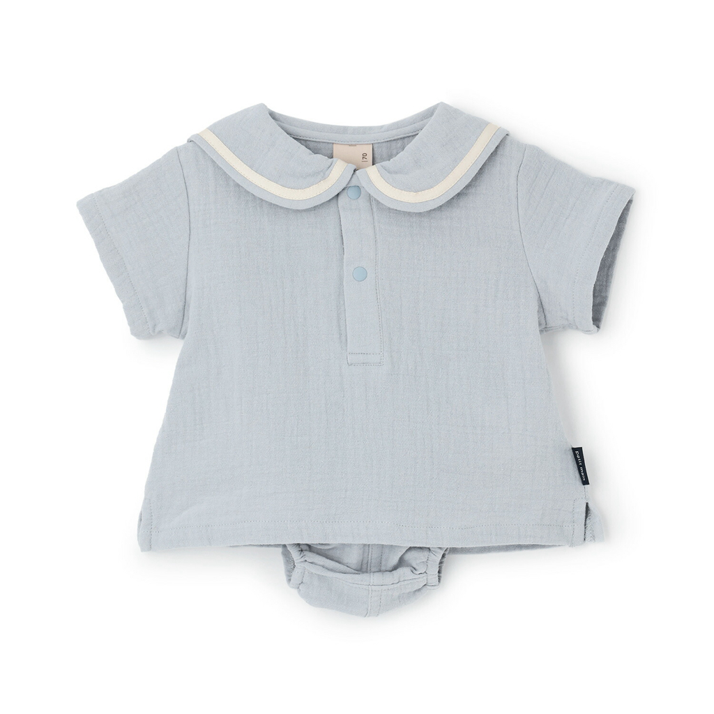 🇯🇵預訂 日本直送🇯🇵Petit Main三色水手領純棉紗短袖上衣燈籠褲套裝