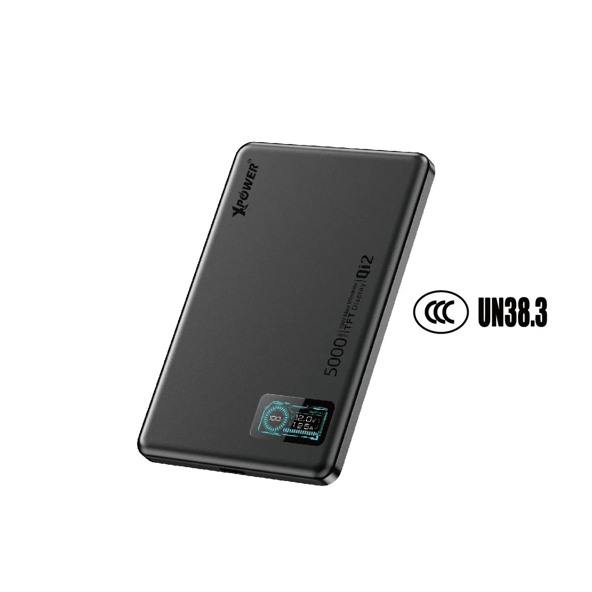 (3C認證版)(鋁合金面)XPower MagDigita5² 第2代彩屏顯示磨沙玻璃外殼 5000mAh PD3.0+QI2 磁吸移動電源