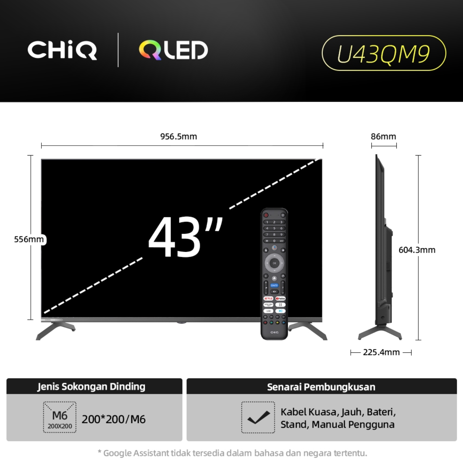 CHiQ U43QM9 43 Inch 4K QLED Google TV