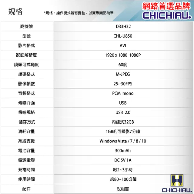 1080P 無孔USB隨身碟造型觸摸式開關微型針孔攝影機(32G)