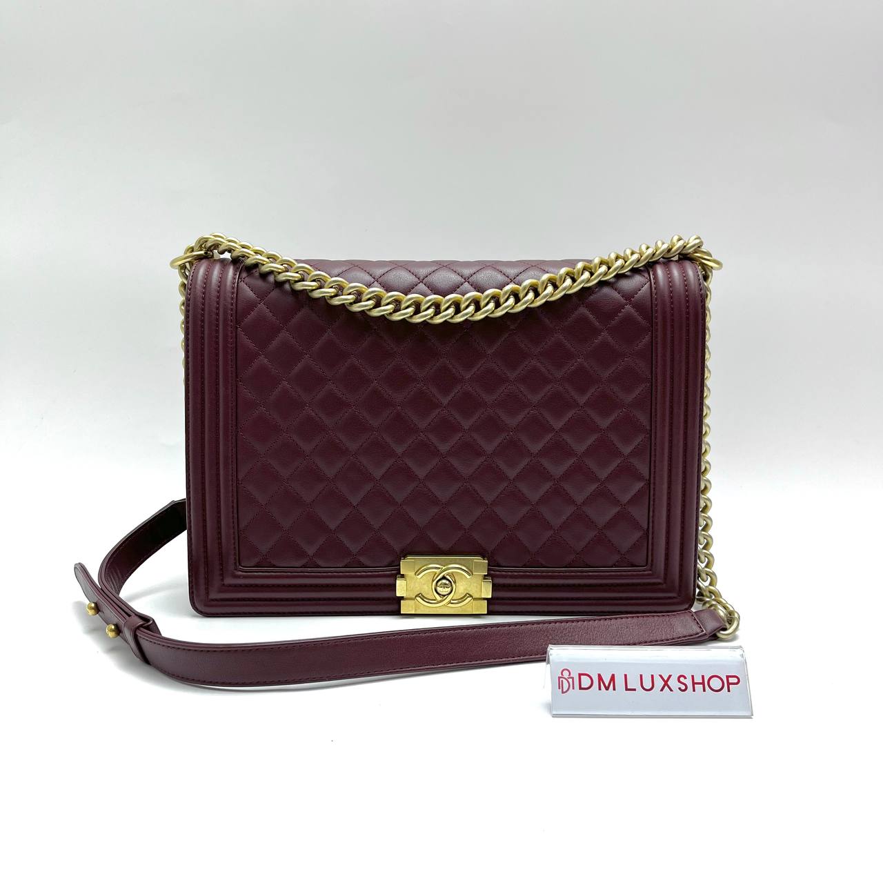 Chanel Maroon Lambskin Boy Large GHW (Serial 24, Year 2018)