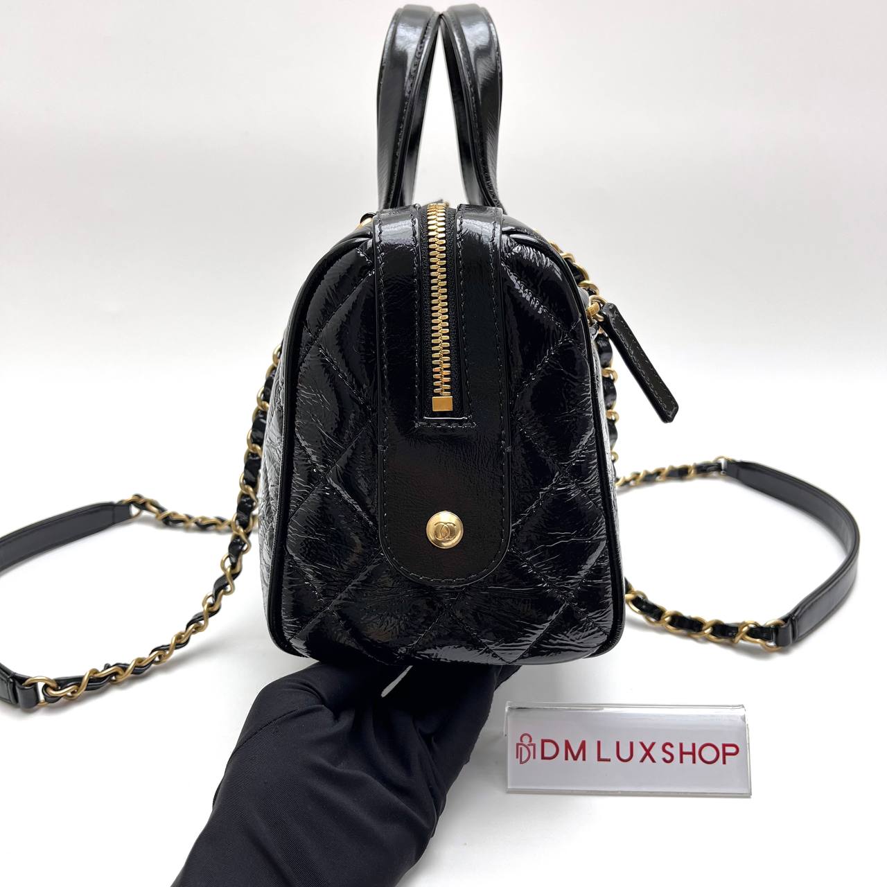 Chanel 25A Black Bowling Bag GHW (Microchip)