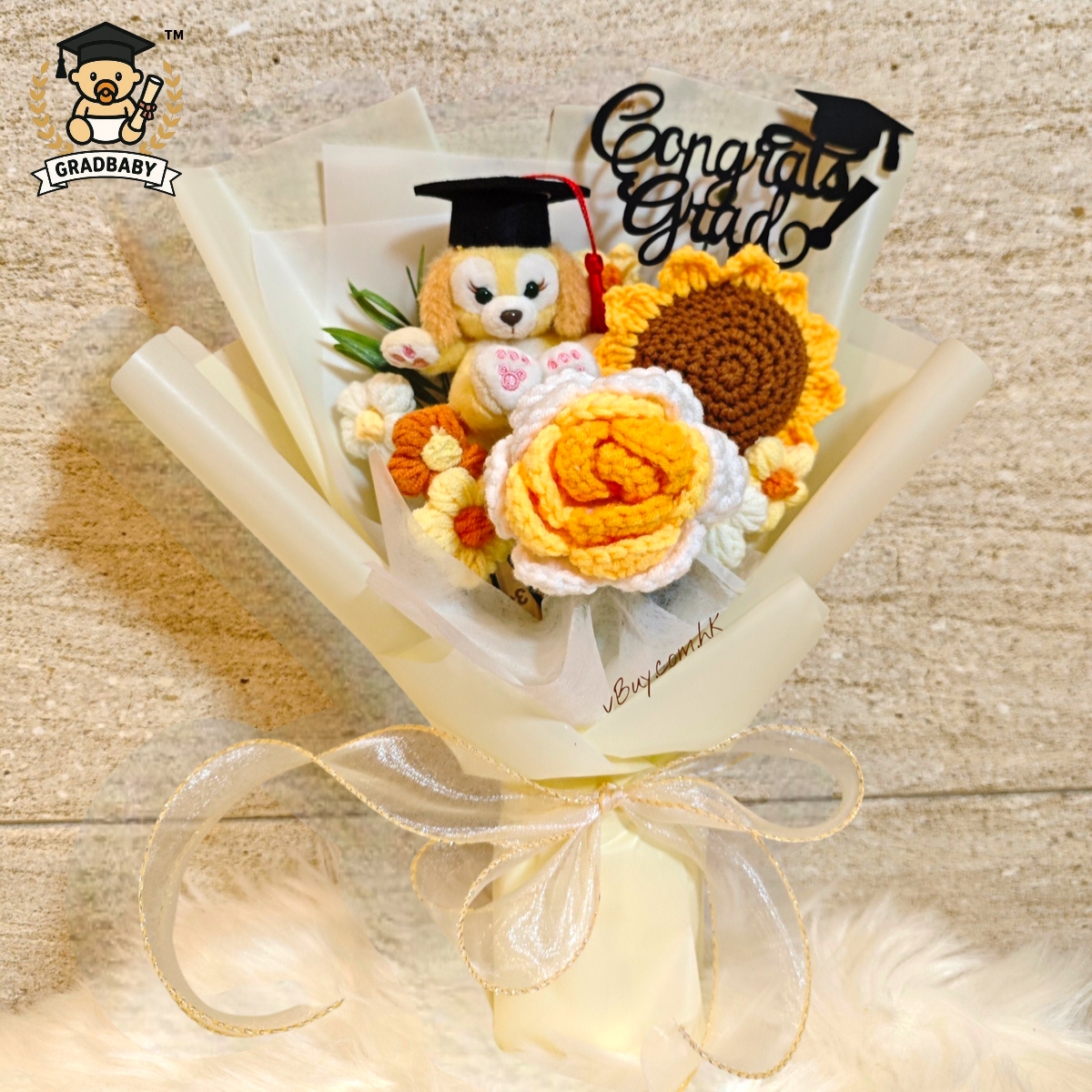 正版Cookie Ann畢業花束 向日葵畢業Cookie Ann公仔畢業針織花束 畢業禮物 香港製作 Gradbaby