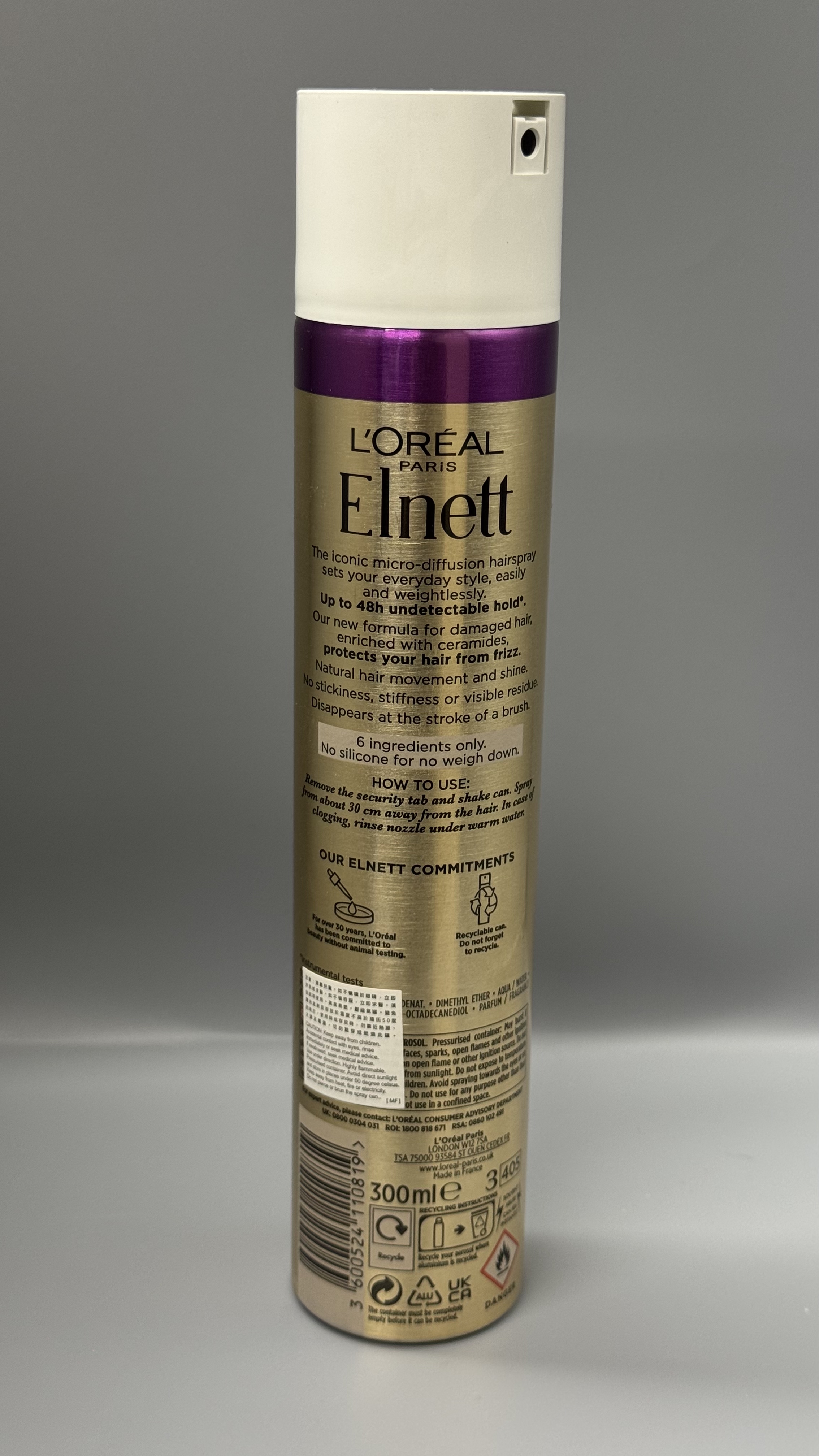 L’Oral Paris Elnett Respect Damaged Hair 定型噴霧 300ml 
