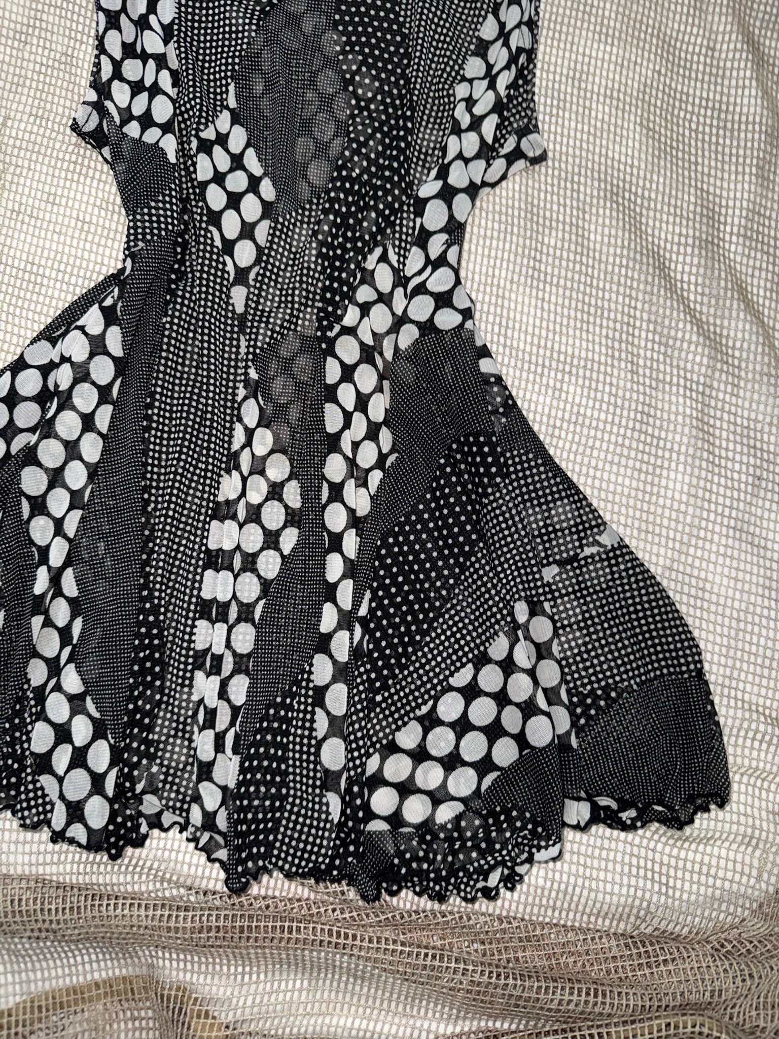 Geometric Dot Print Mesh Mini Dress