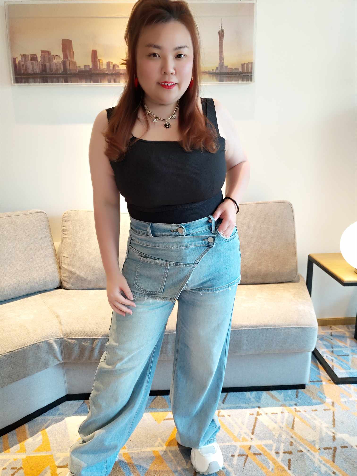 YCF01 1161 独特设计牛仔直筒长裤