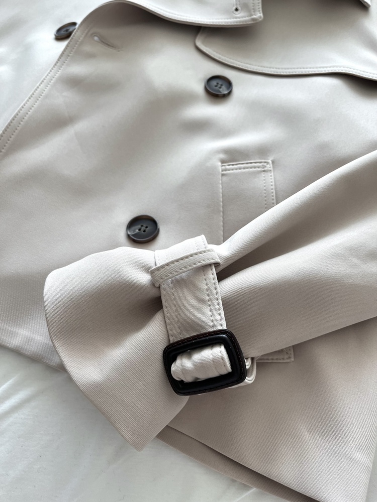 Trench-Style Short Coat (Beige)