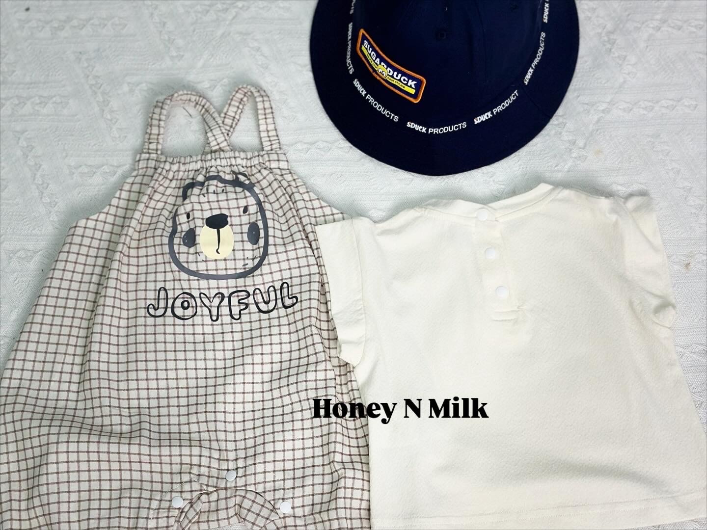 Joyful Bear Checkered Set Romper