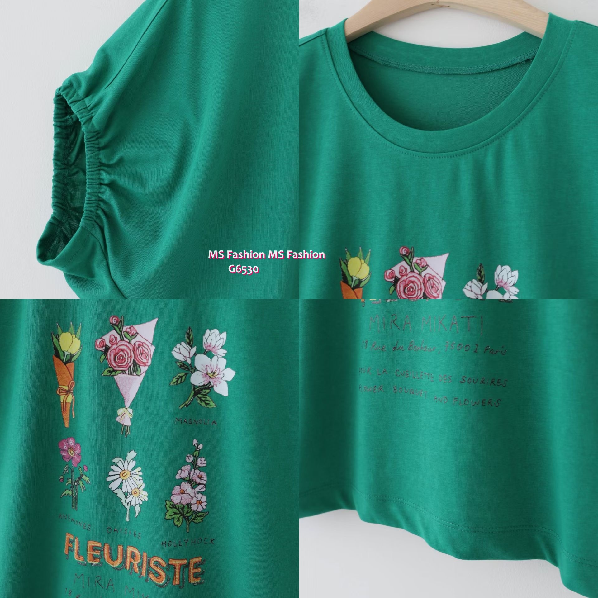 G6552 靚花print橡筋袖top