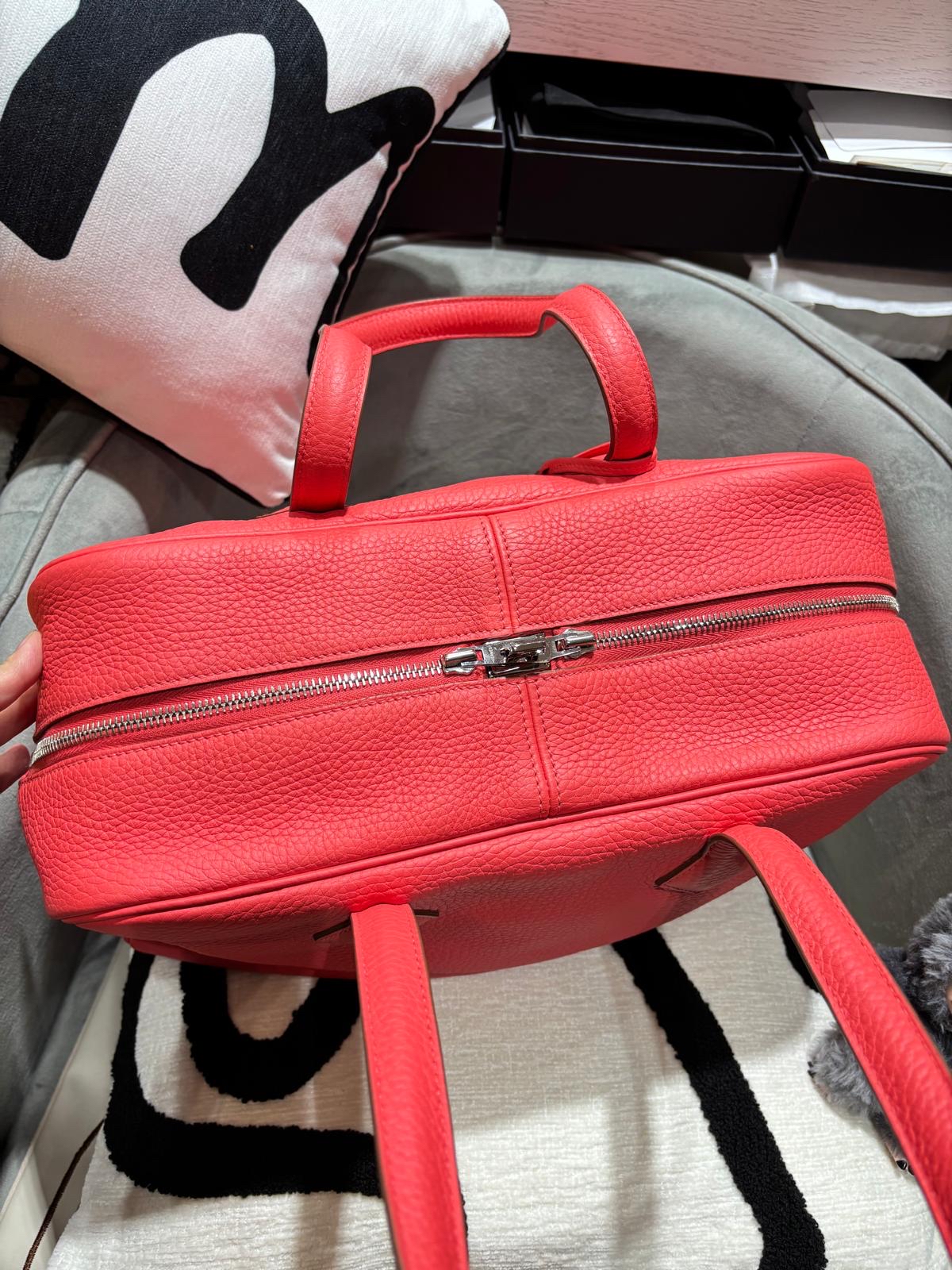 Hermes Victoria 35 Stamp T T5 Rose Jaipur Clemence Calfskin 100%Authentic, 98%New ✅Key Lock ✅Dust bag
