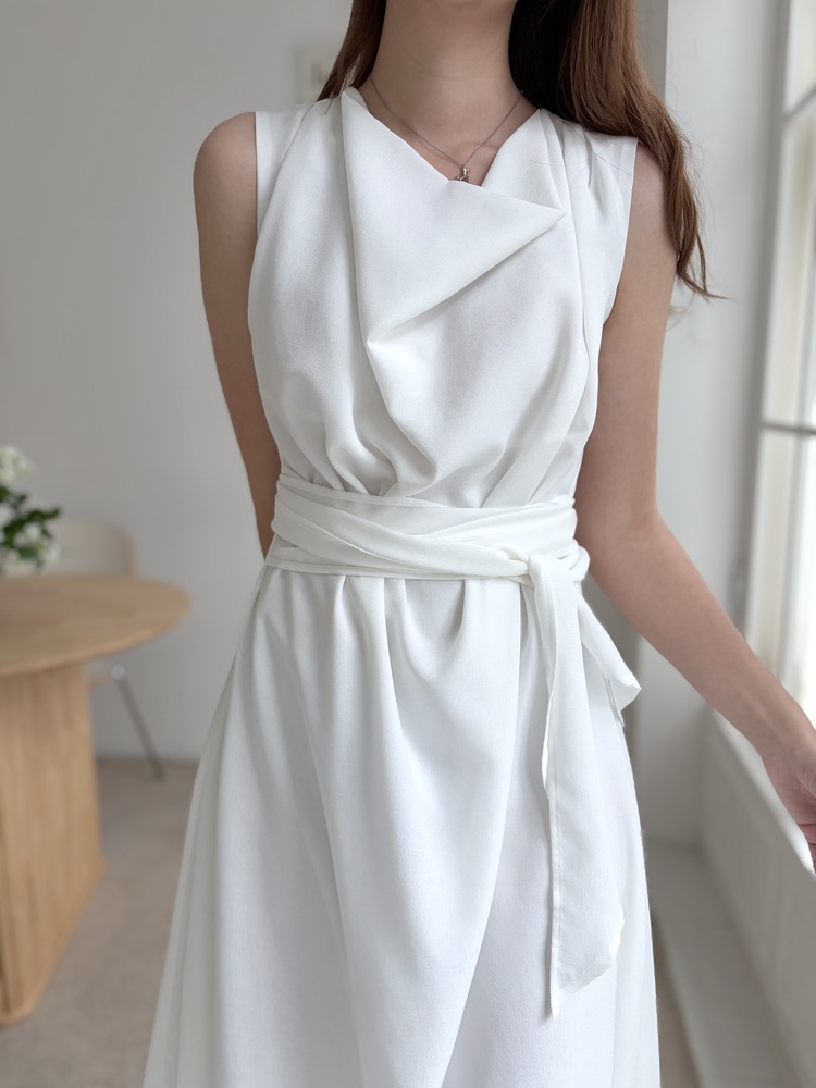 Athena Drape Dress (White)
