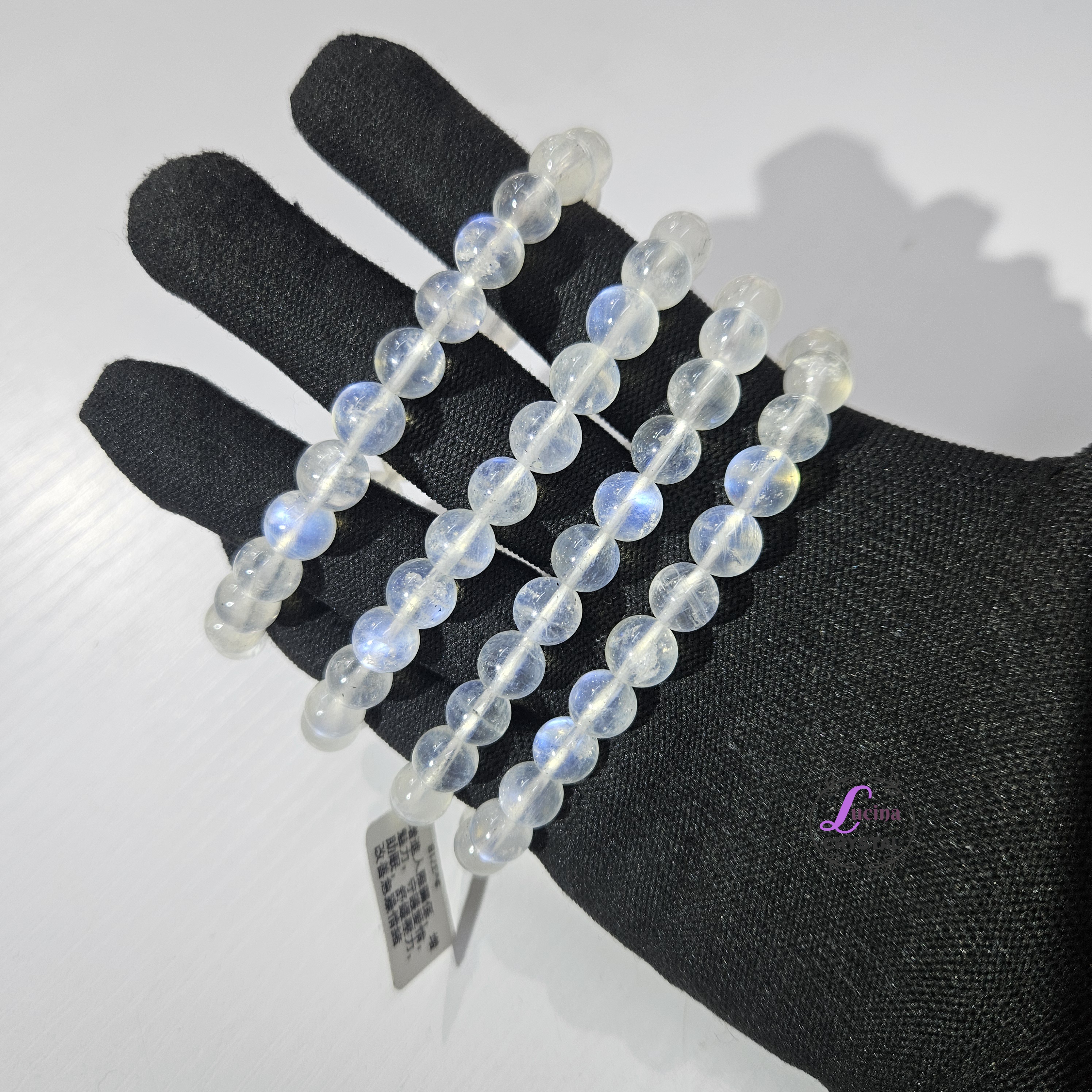 (Co#v3718)8mm+藍光月亮石手串手鏈/Moonstone Bracelet