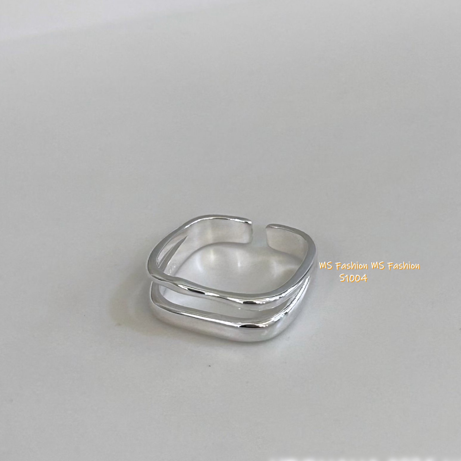 S1004 韓國🇰🇷S925純銀雙層方形戒指