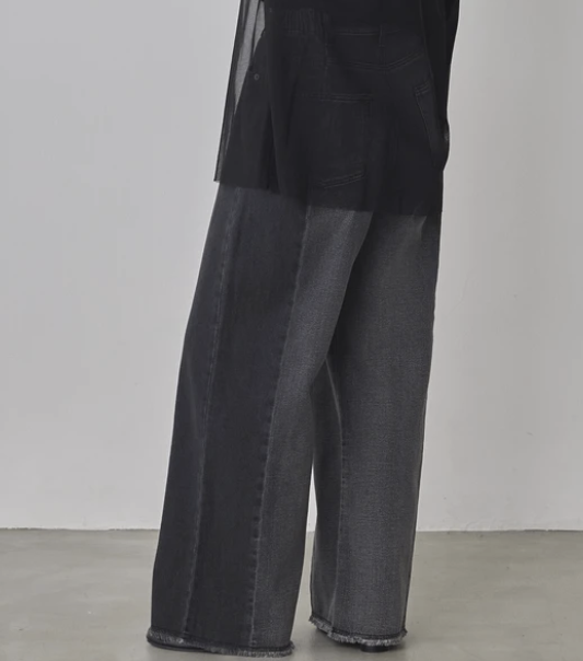 牛仔布/斜紋布雙色拼接褲 - 2026 流行穿搭  女士牛仔褲 春秋冬時尚穿搭 成人休閒 日常穿搭 易於配搭 日本直送   #JP-I-260004