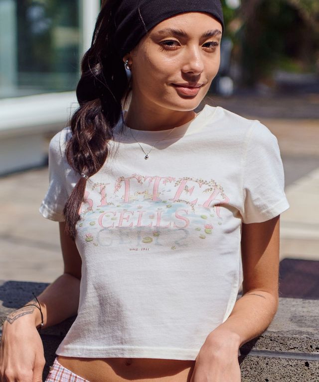 ◆24SS BITTER CELLS Shine Slogan Tシャツ/4色◆ BITTER CELLS(ビターセルズ) ピンクティー Shine Slogan Tee ー