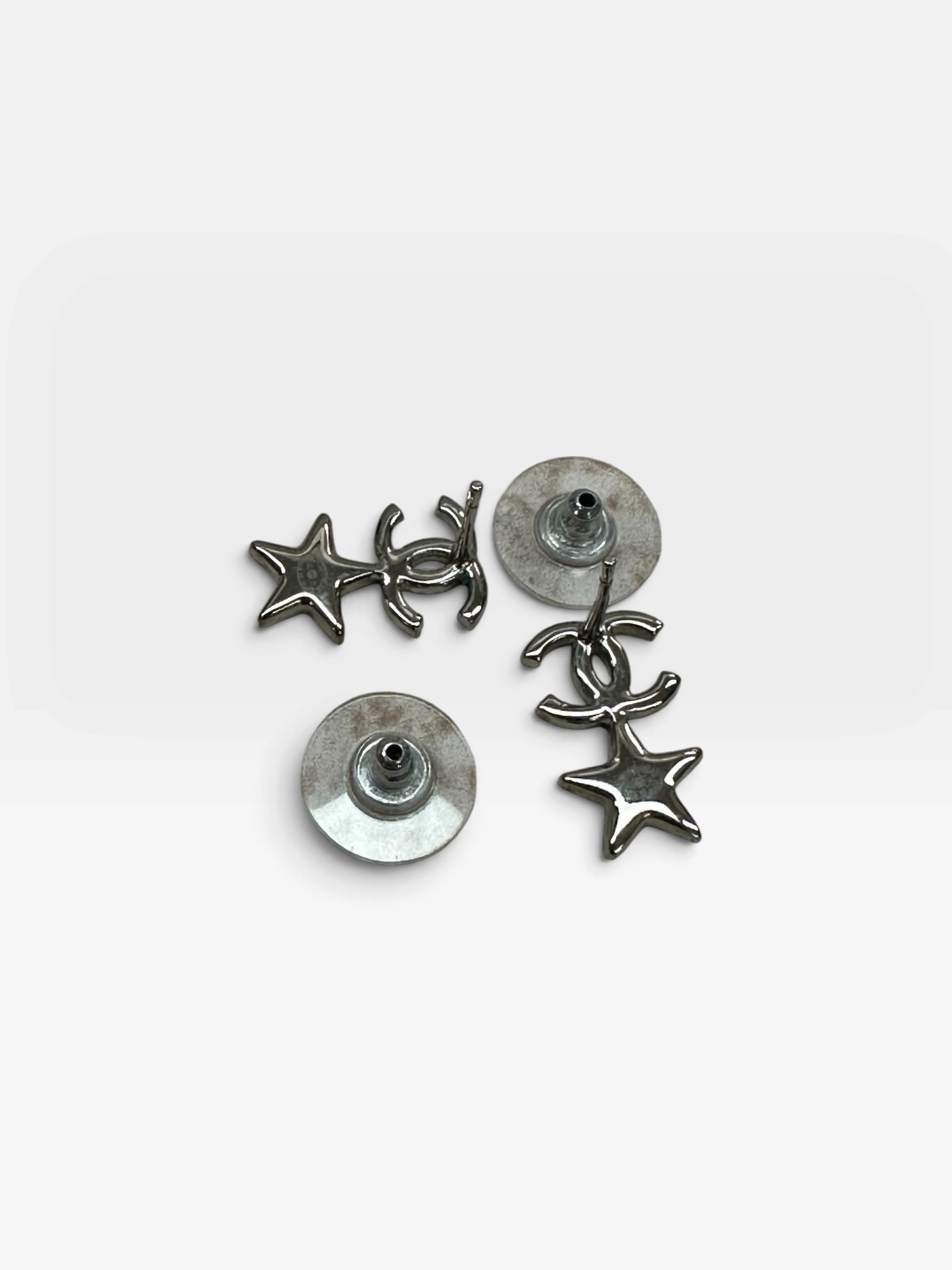 Pre-Owned Chanel Crystal CC Star Stud Earrings /Product Code: 102005