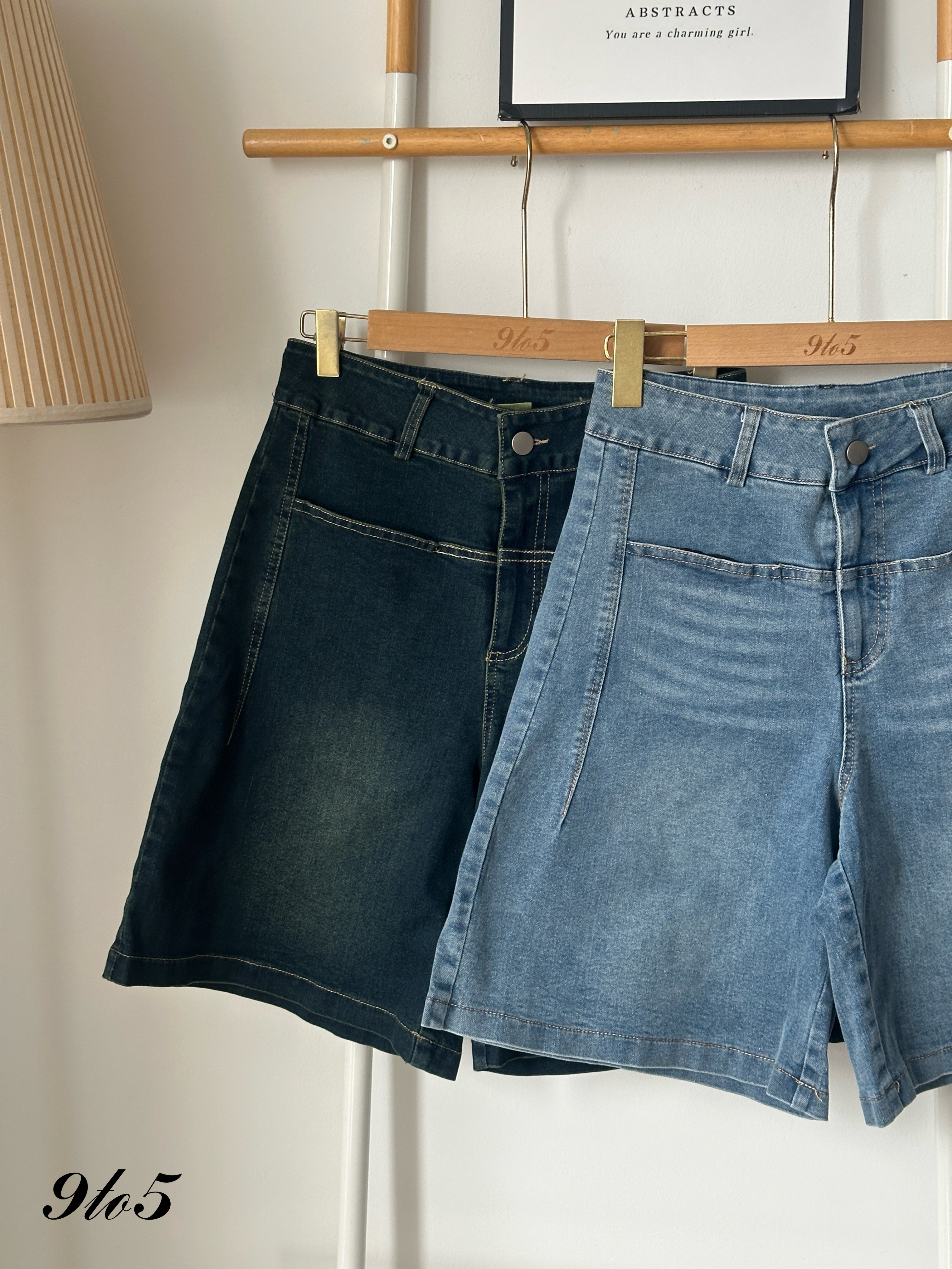 S1818 Denim Midi Pants - Light Blue & Vintage Blue