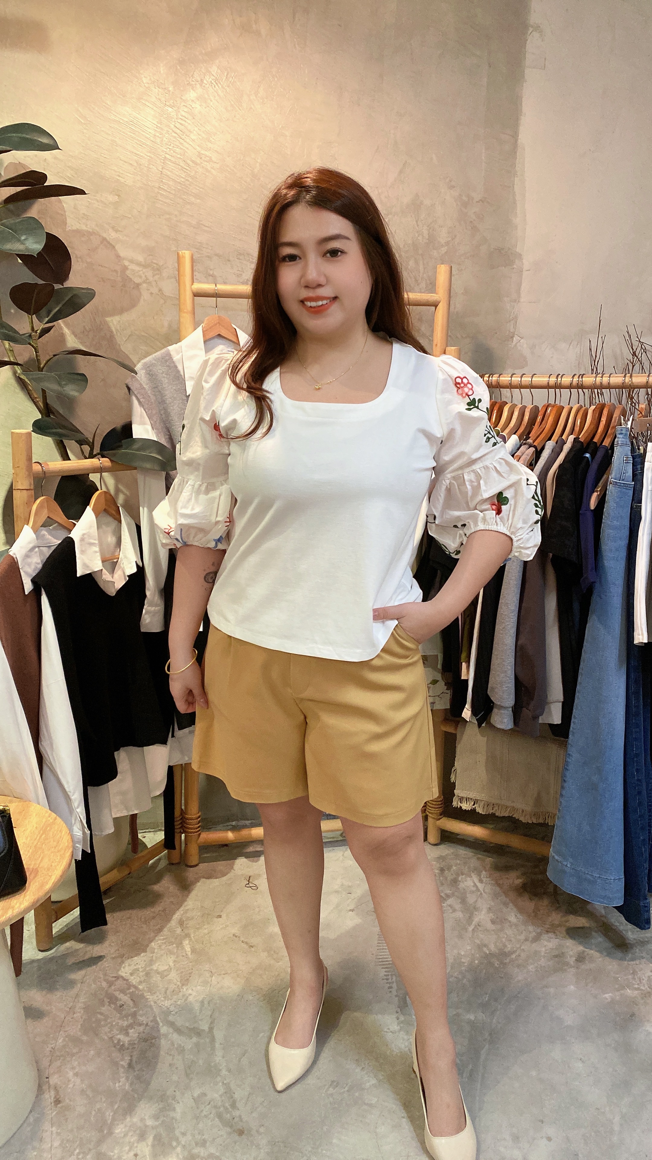 ✨4592号-高腰滑面阔腿五分裤