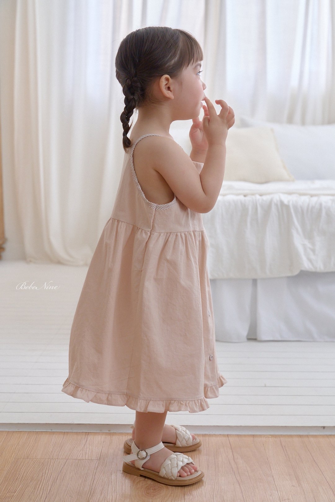 ☀️預訂 韓國直送☀️🇰🇷Bebenine三色荷葉邊下擺純棉吊帶連身裙