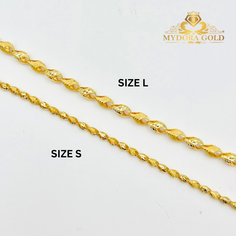 MYDORA Rantai Tangan Siput Pahat Pasir l EMAS 916/22K