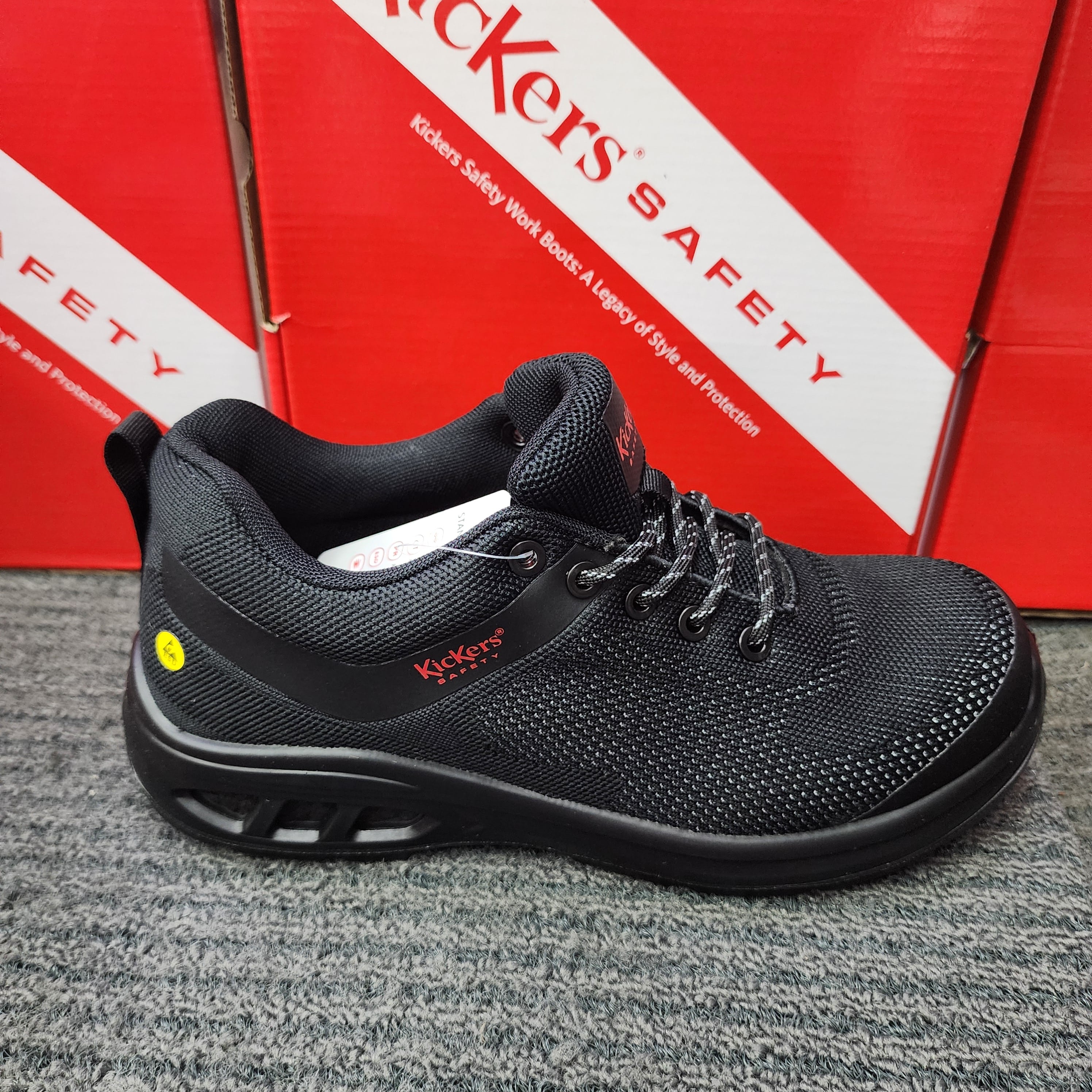 KicKers 2528 Safety Ankle Cut Lace ESD Black Blue Safety Shoes Kasut Keselamatan