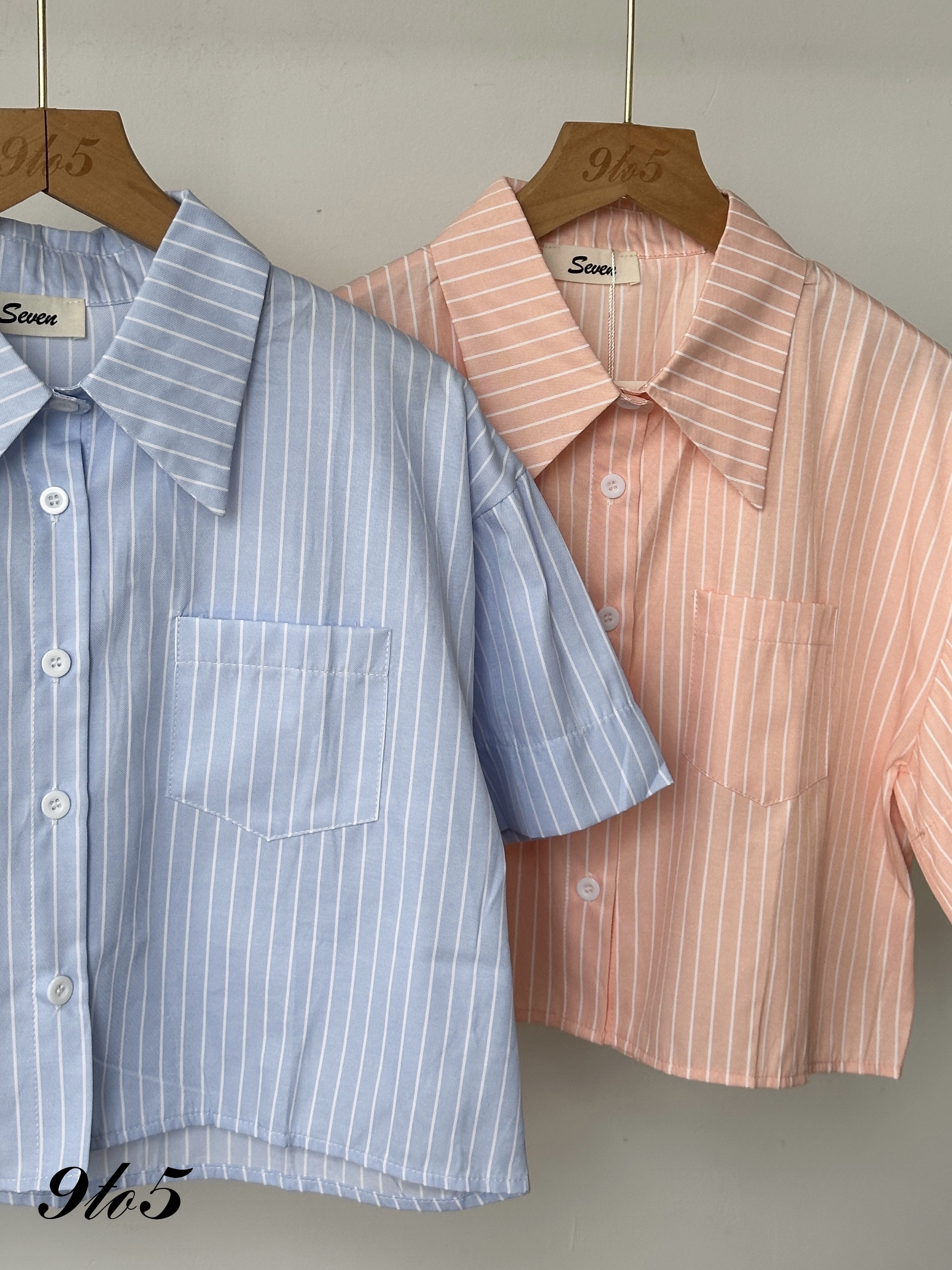 T4084 Stripe Crop Shirt - 4 Colors 