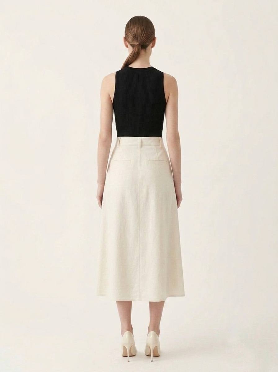 W6806 - High Waist Midi Skirt