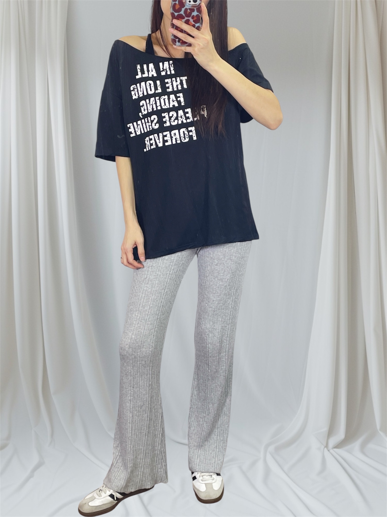 K5556 棉料印字斜膊tee