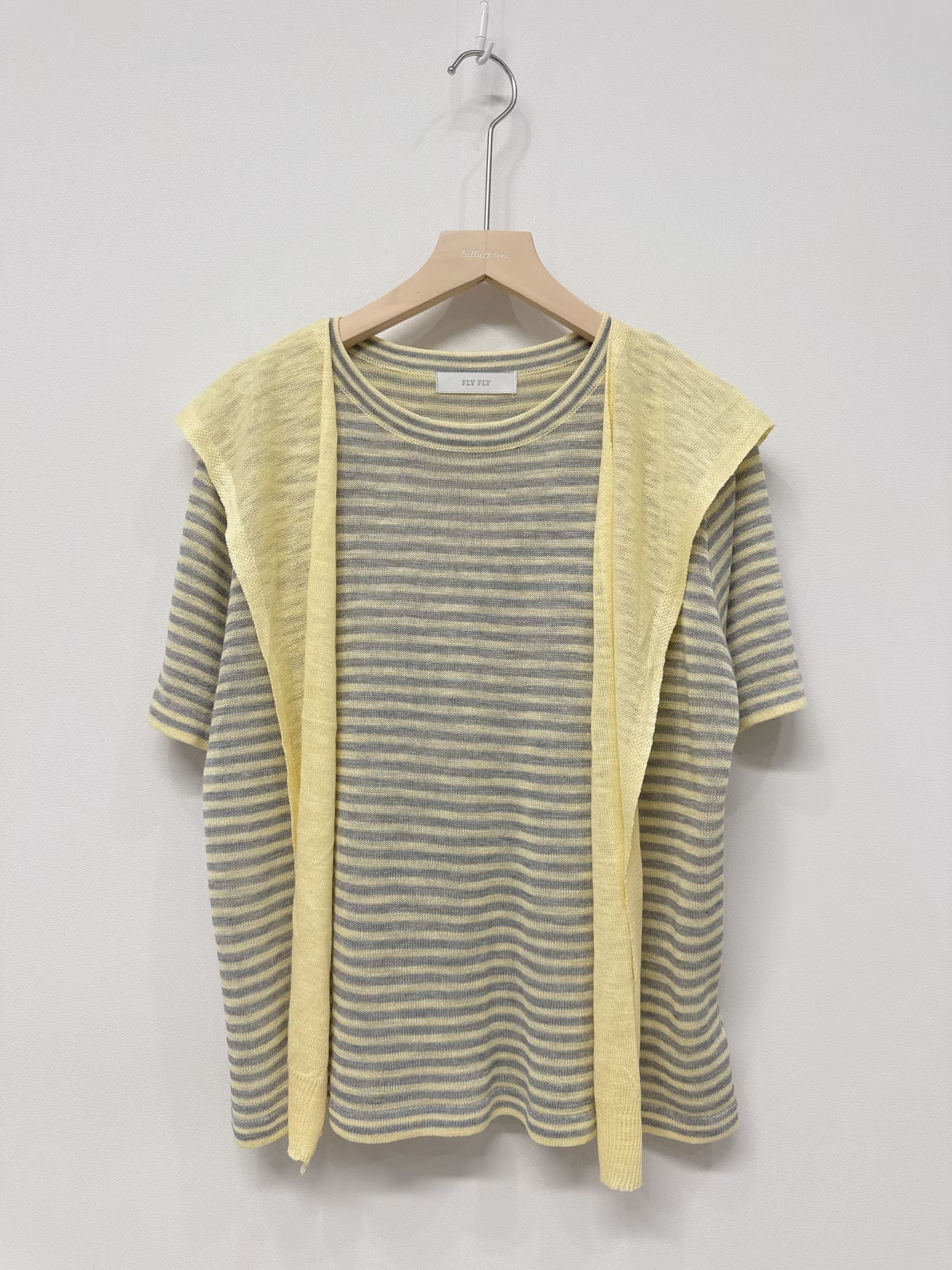 🇰🇷K5577 薄針織橫間假兩件tee