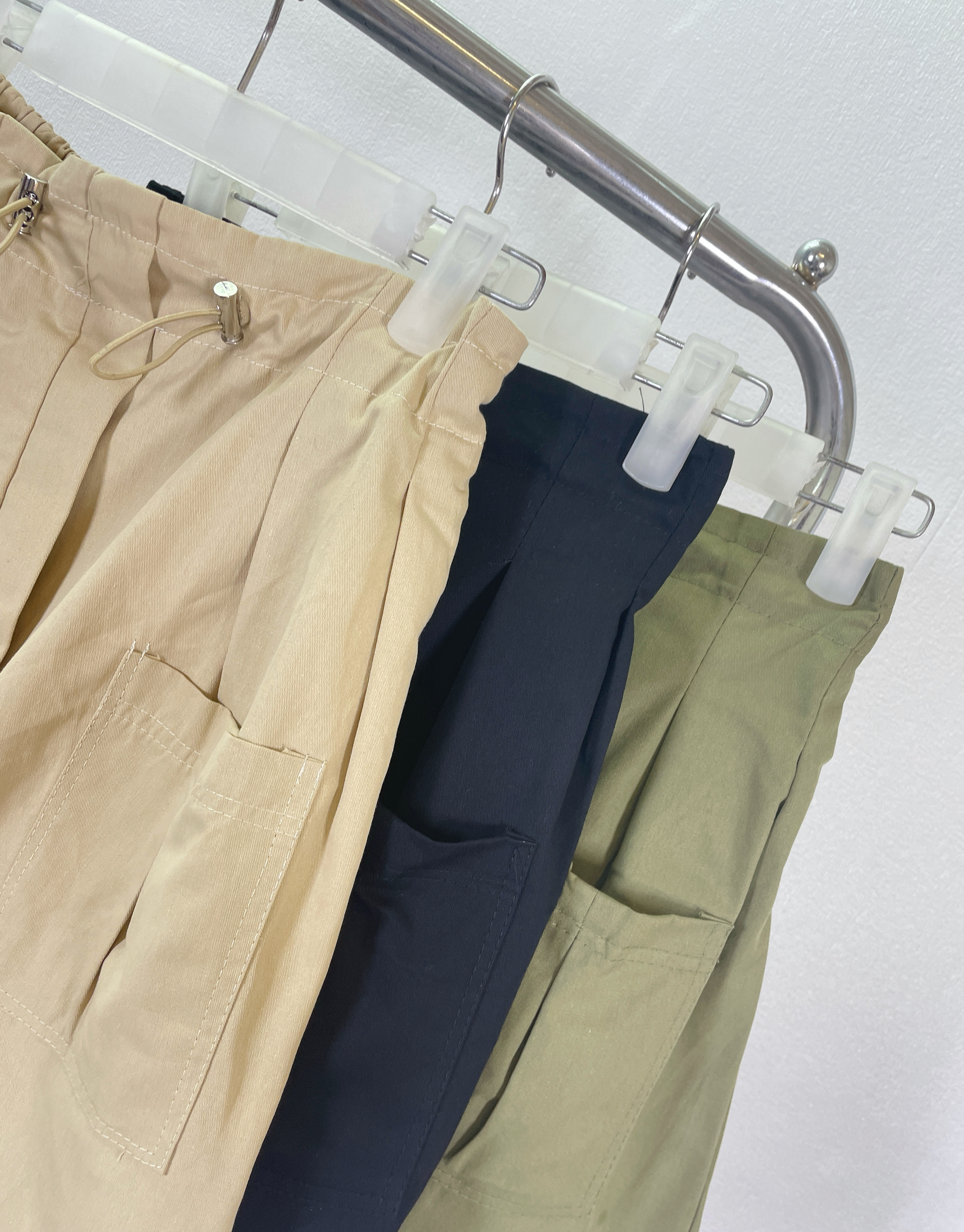 K5553 雙袋束繩腰半截短裙