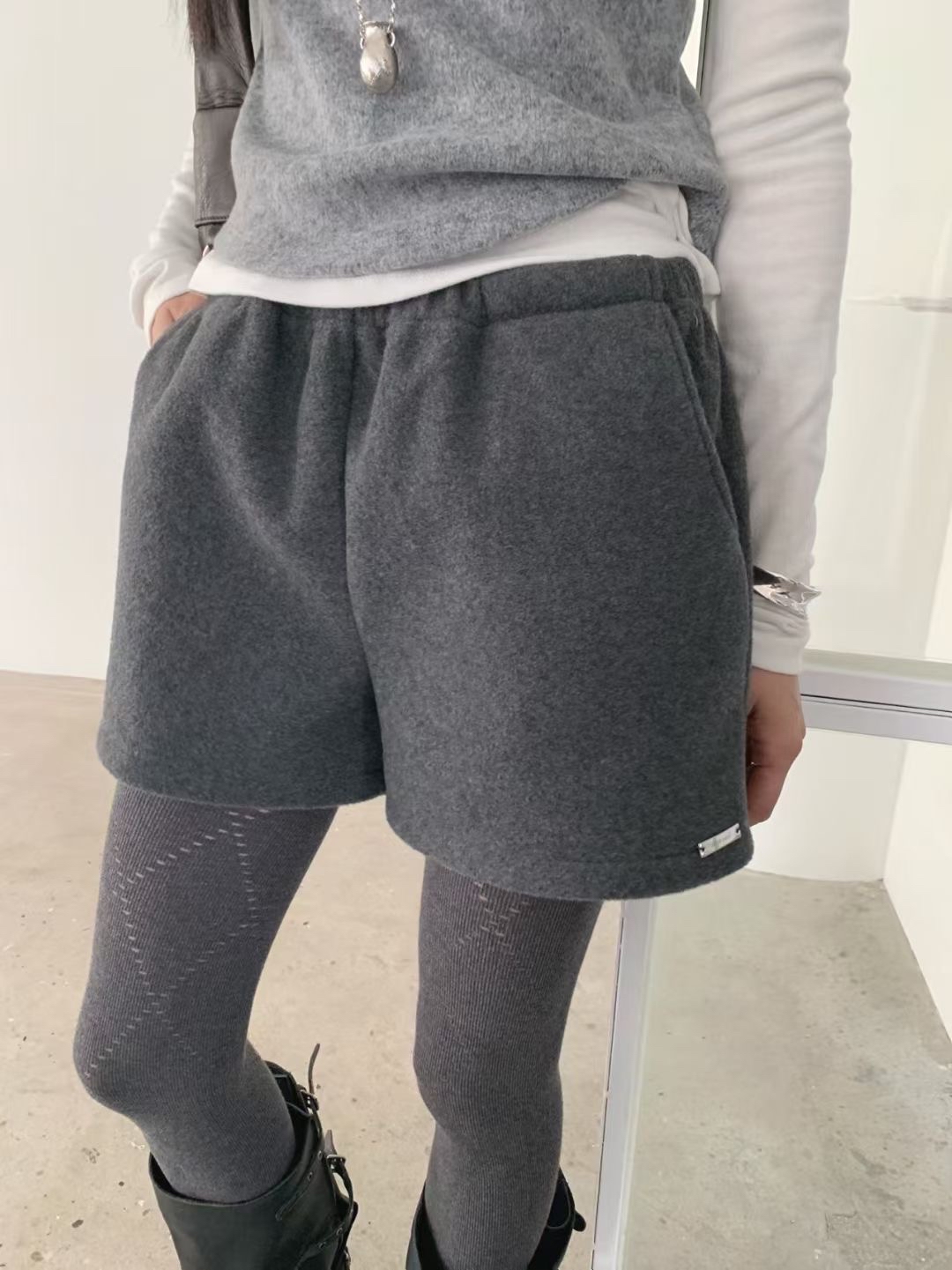 休閑絨毛短褲(三色入)