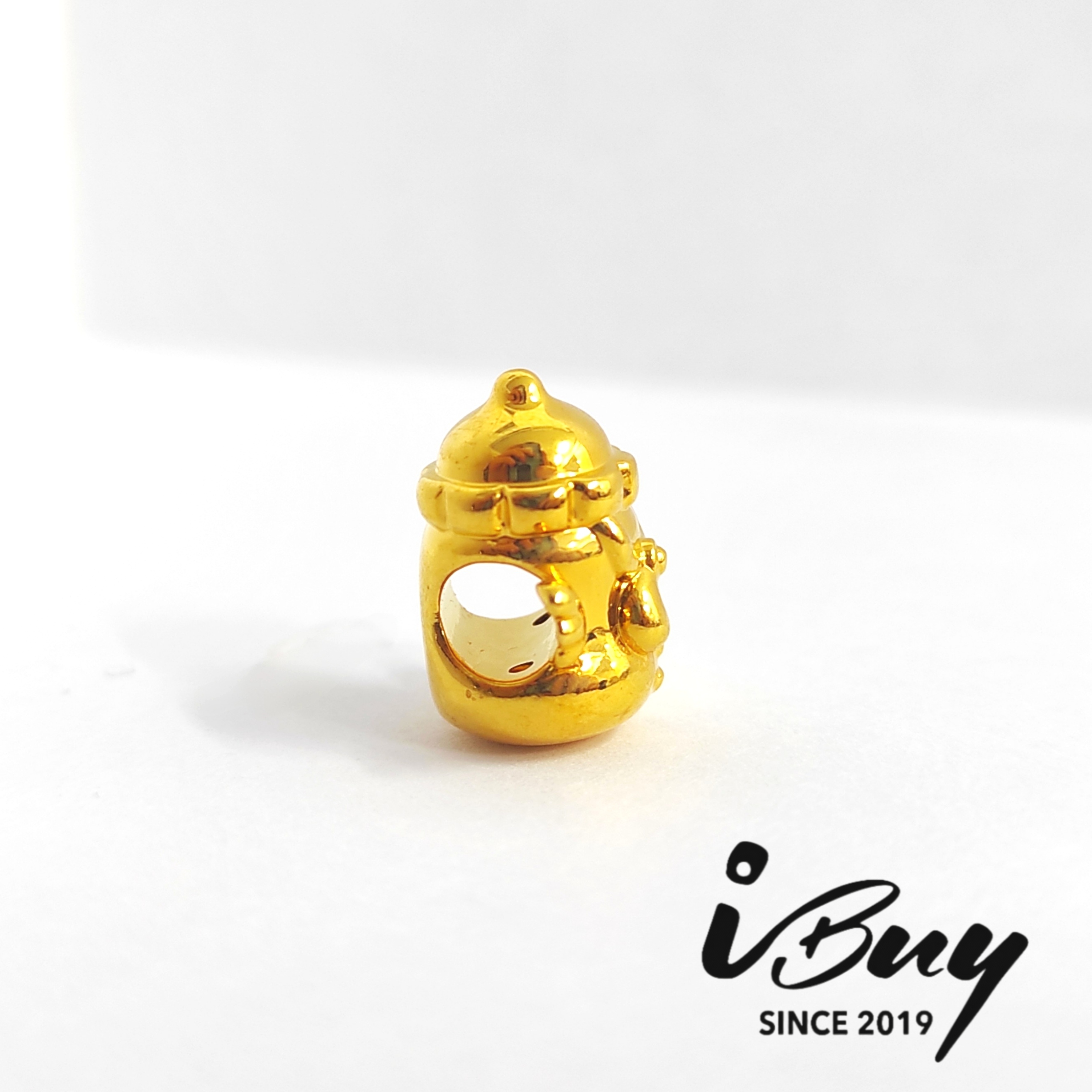 916 HARD GOLD WINGED BABY BOTTLE CHARM BEAD 916 硬金 翅膀奶品串咀
