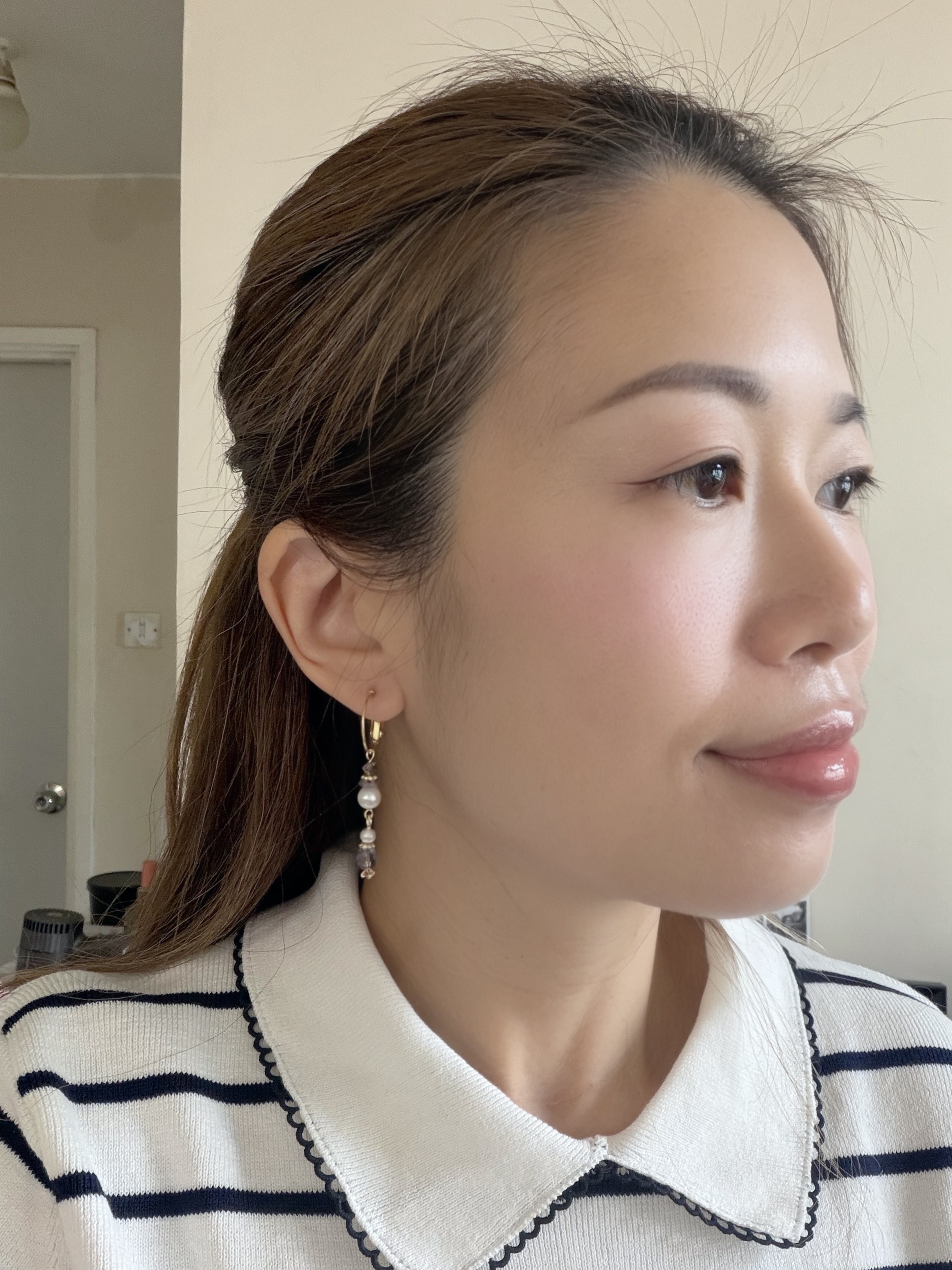 復古款水晶勾款耳環/紫羅蘭x金色