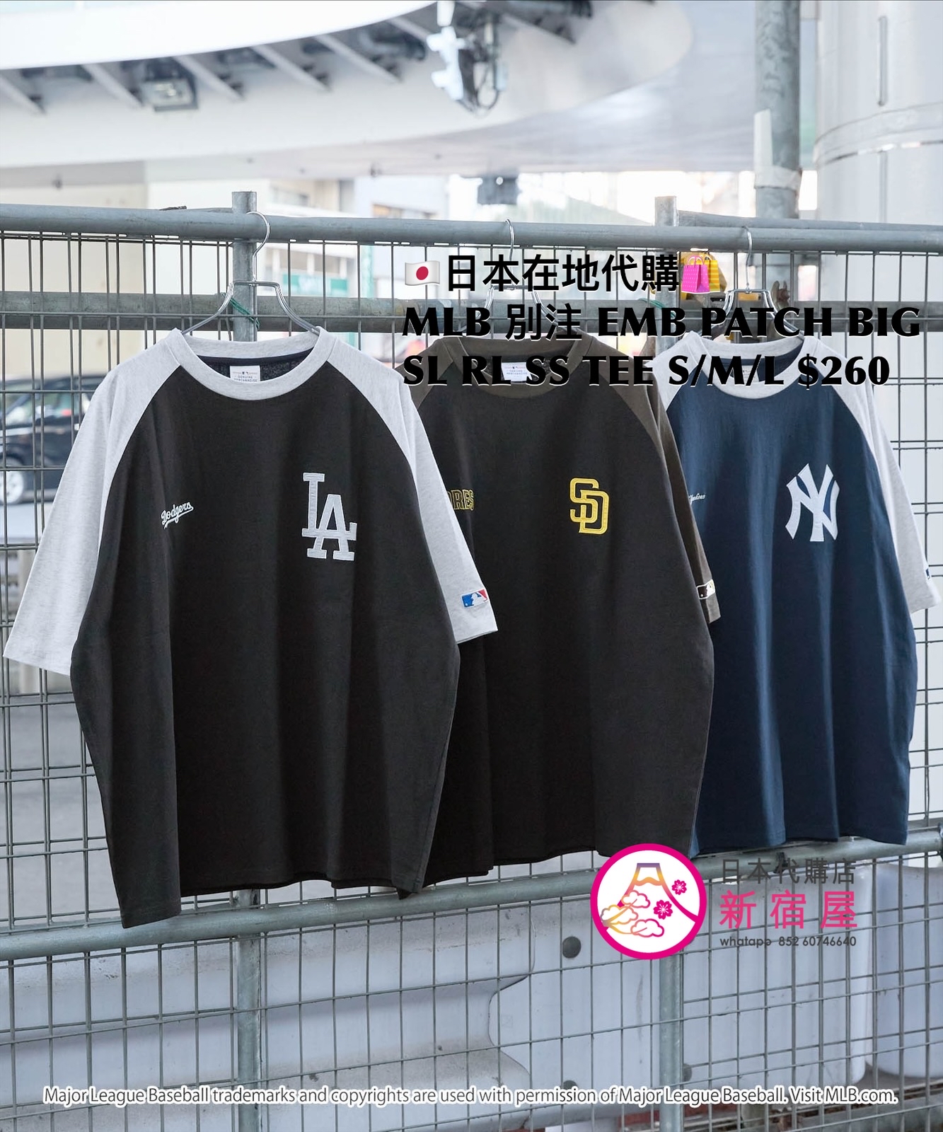 MLB 別注 EMBROIDERED PATCH BIG SILHOUETTE RAGLAN SS T-SHIRT