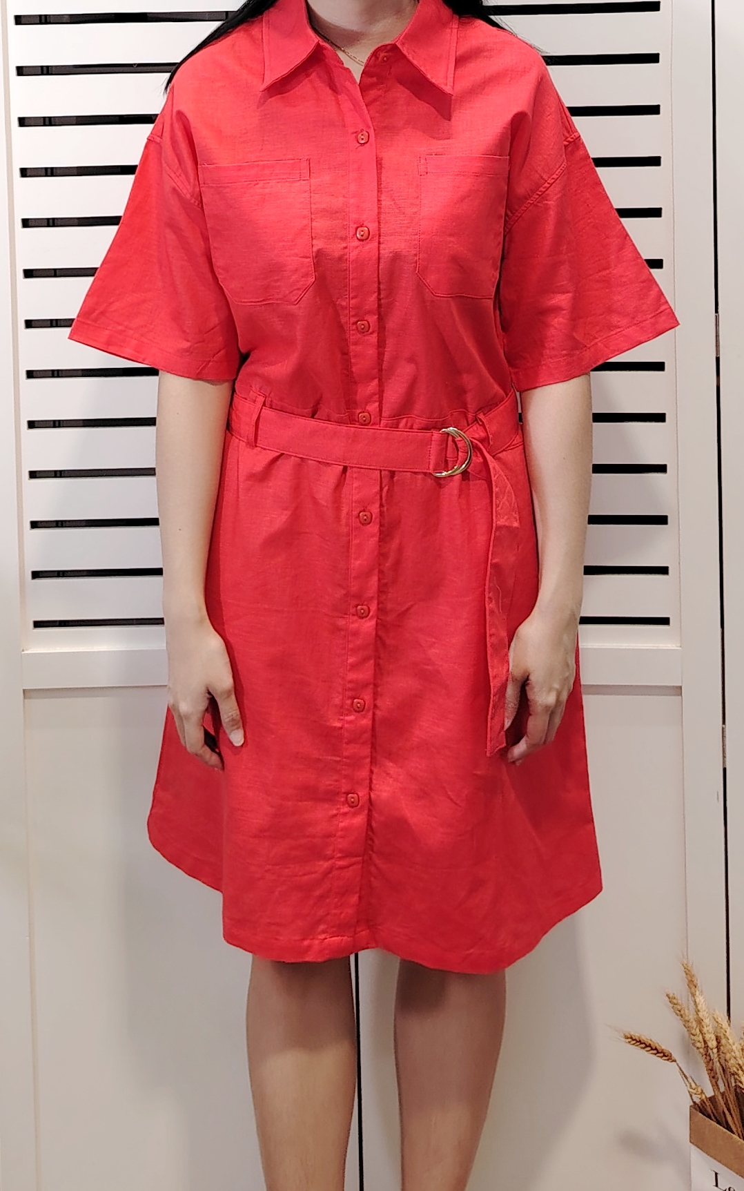 H9382 Collar Dress With Belt