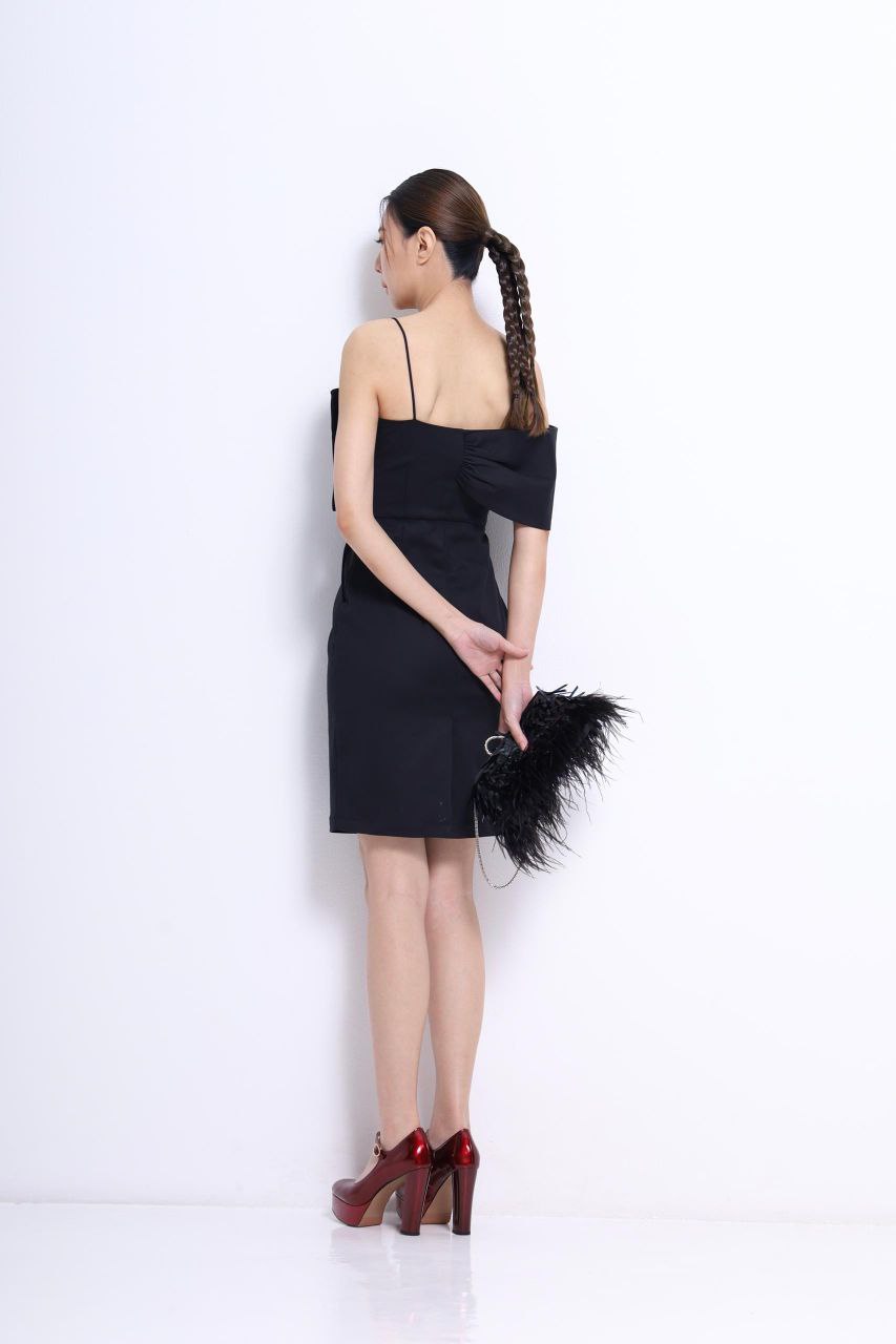 大蝴蝶结设计修身连身裙 2114